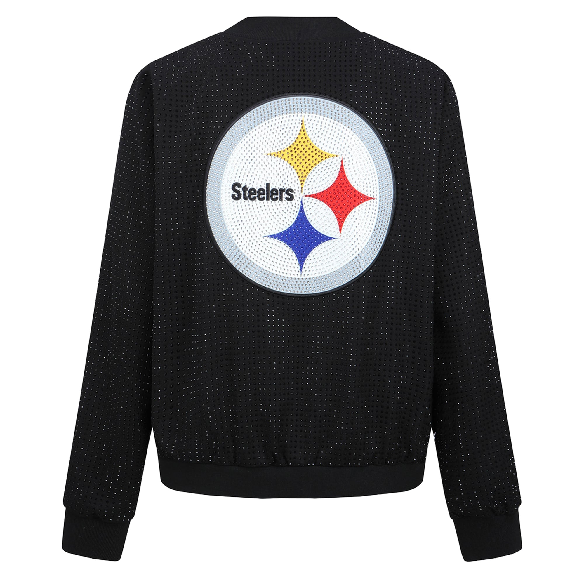 Veste bomber zippée intégrale en cristal Pittsburgh Steelers noire FABGATING by Cuce pour femme