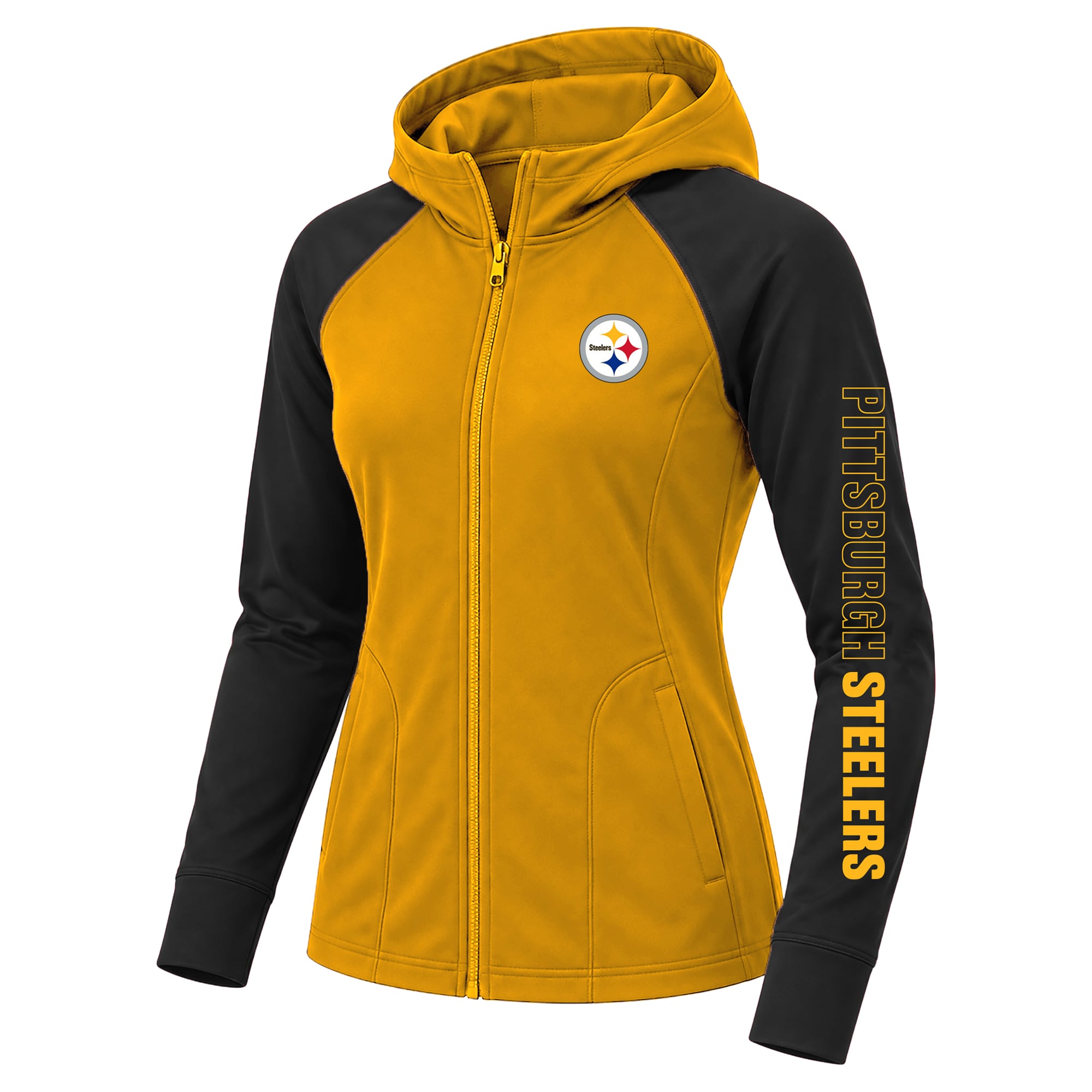 Sweat à capuche zippé Fanatics Gold/Black Pittsburgh Steelers Grande Taille Cornerback Blitz pour femme