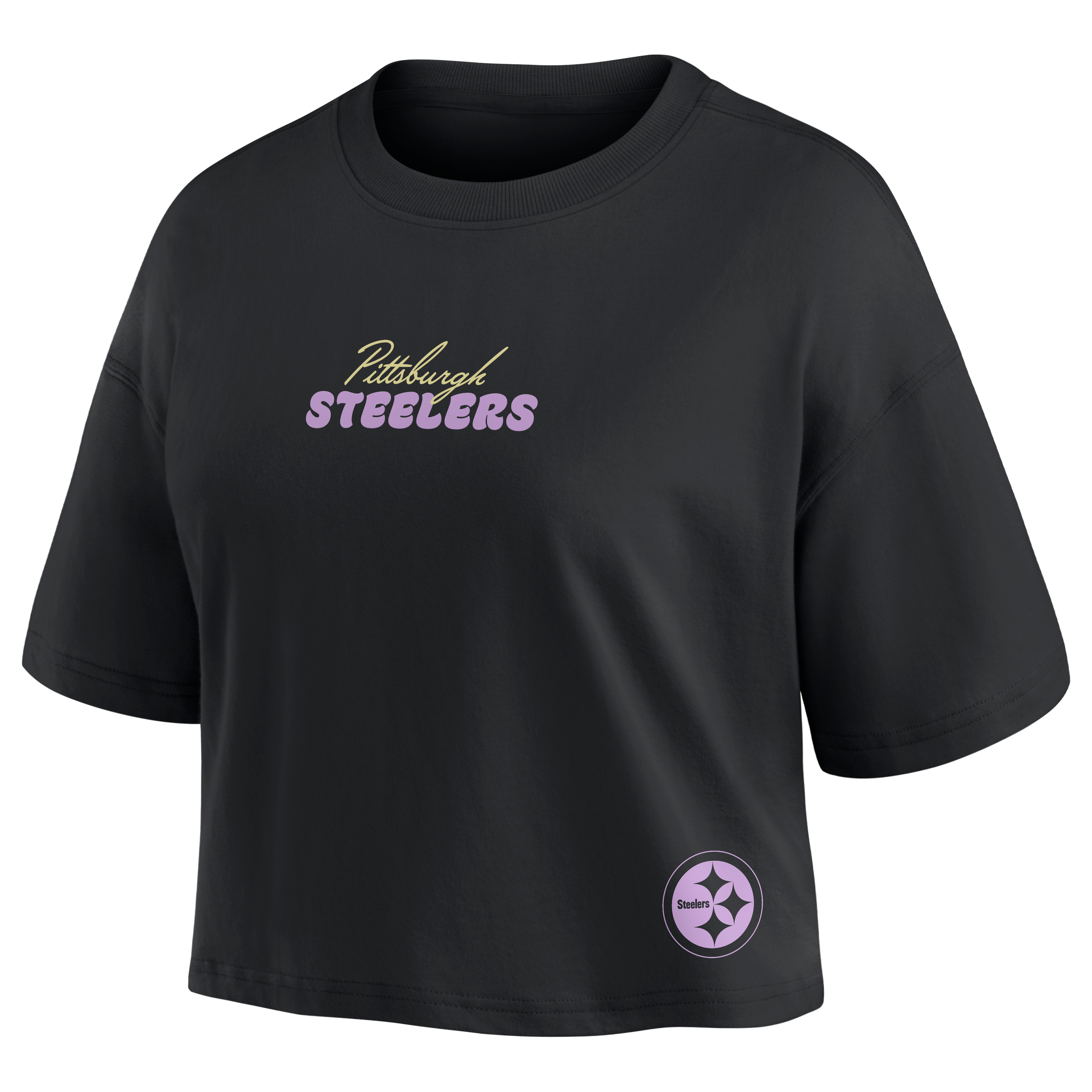 Women's Fanatics T.J. Watt Black Pittsburgh Steelers Fashion Cropped T-Shirt