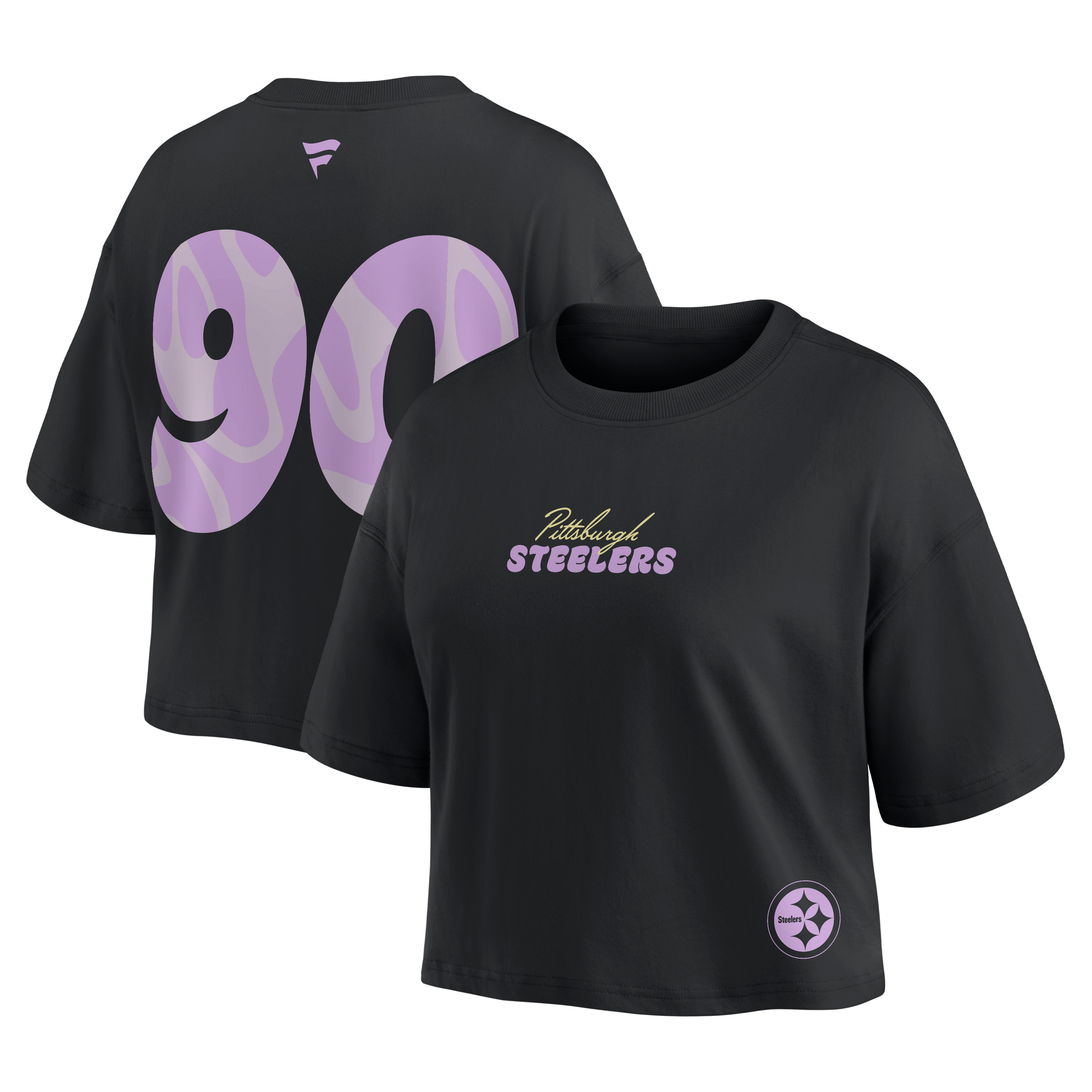 Women's Fanatics T.J. Watt Black Pittsburgh Steelers Fashion Cropped T-Shirt