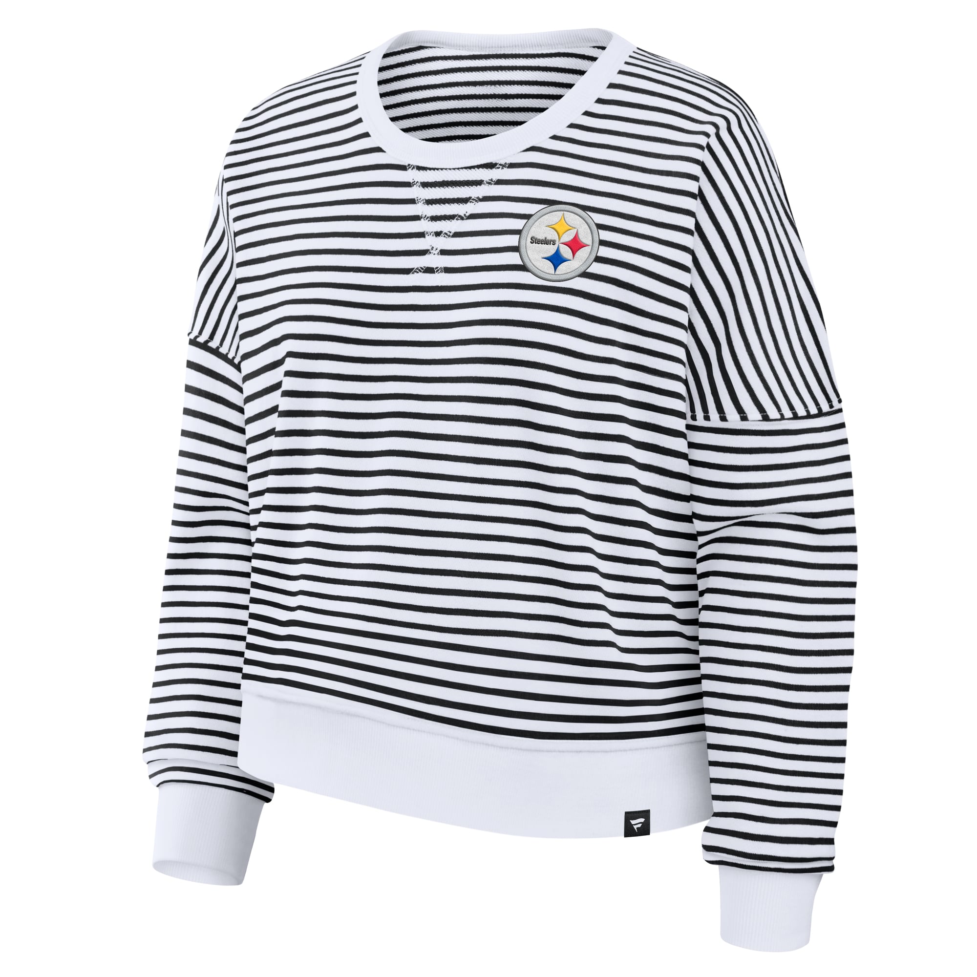Sweat-shirt oversize rayé blanc et noir Pittsburgh Steelers pour femme (Fanatics)