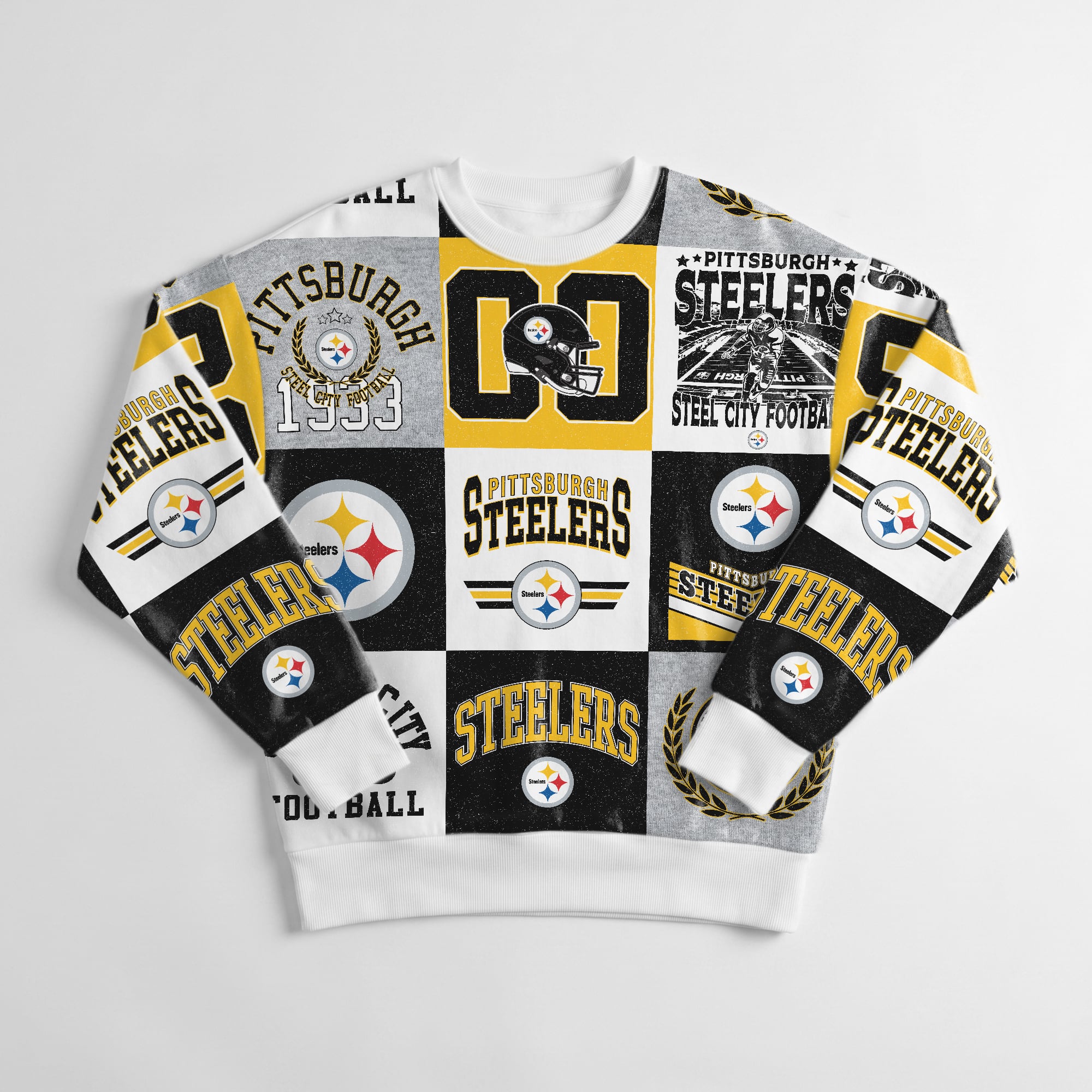 Women's Gameday Couture White Pittsburgh Steelers Highlight Reel Repeat Premium Fleece Sweatshirt