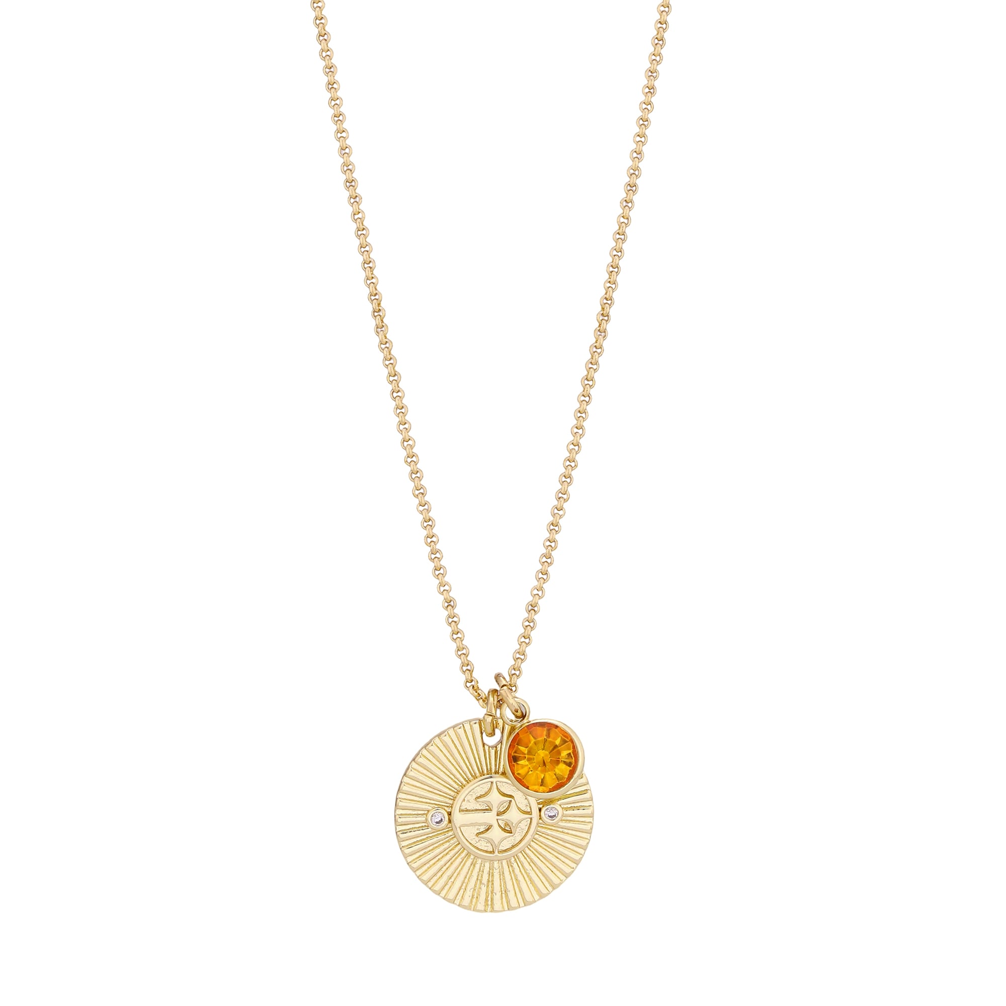 Collier pour femme LUV AJ Gold Pittsburgh Steelers avec pendentif spirale et pierre