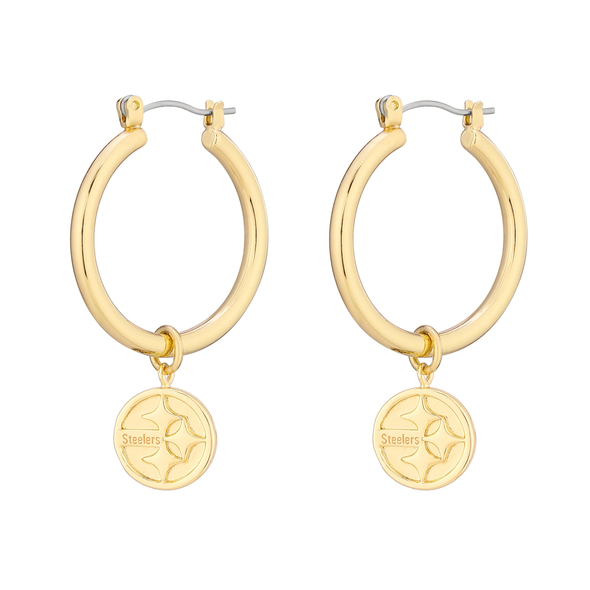 Boucles d'oreilles créoles LUV AJ Gold Pittsburgh Steelers XL avec logo pour femmes