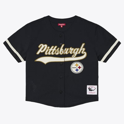 Pittsburgh Steelers Mitchell & Ness Women's Retro Roots Baseball Jersey - Black