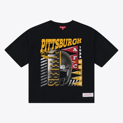  Pittsburgh Steelers Mitchell & Ness Women's Street Graphic Boxy Cropped T-Shirt - Black