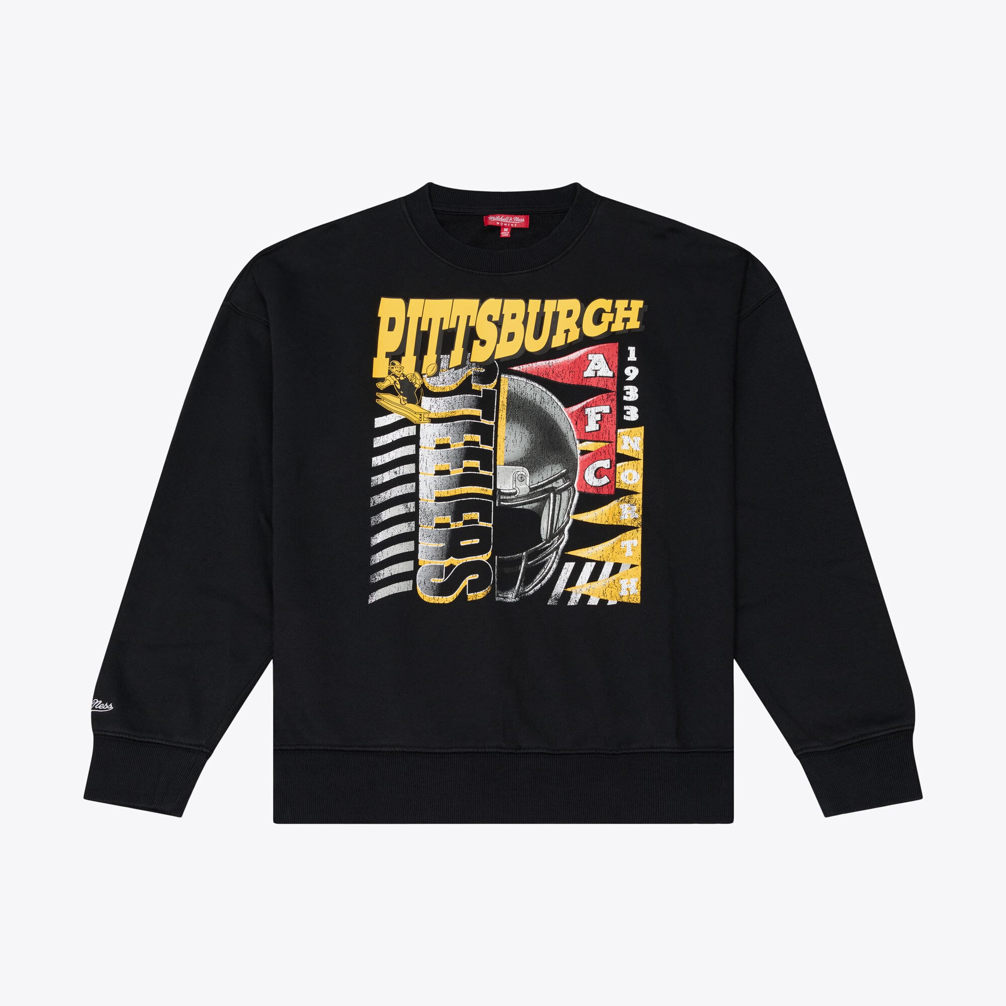 Sweat-shirt à col rond Mitchell & Ness noir Pittsburgh Steelers pour femme