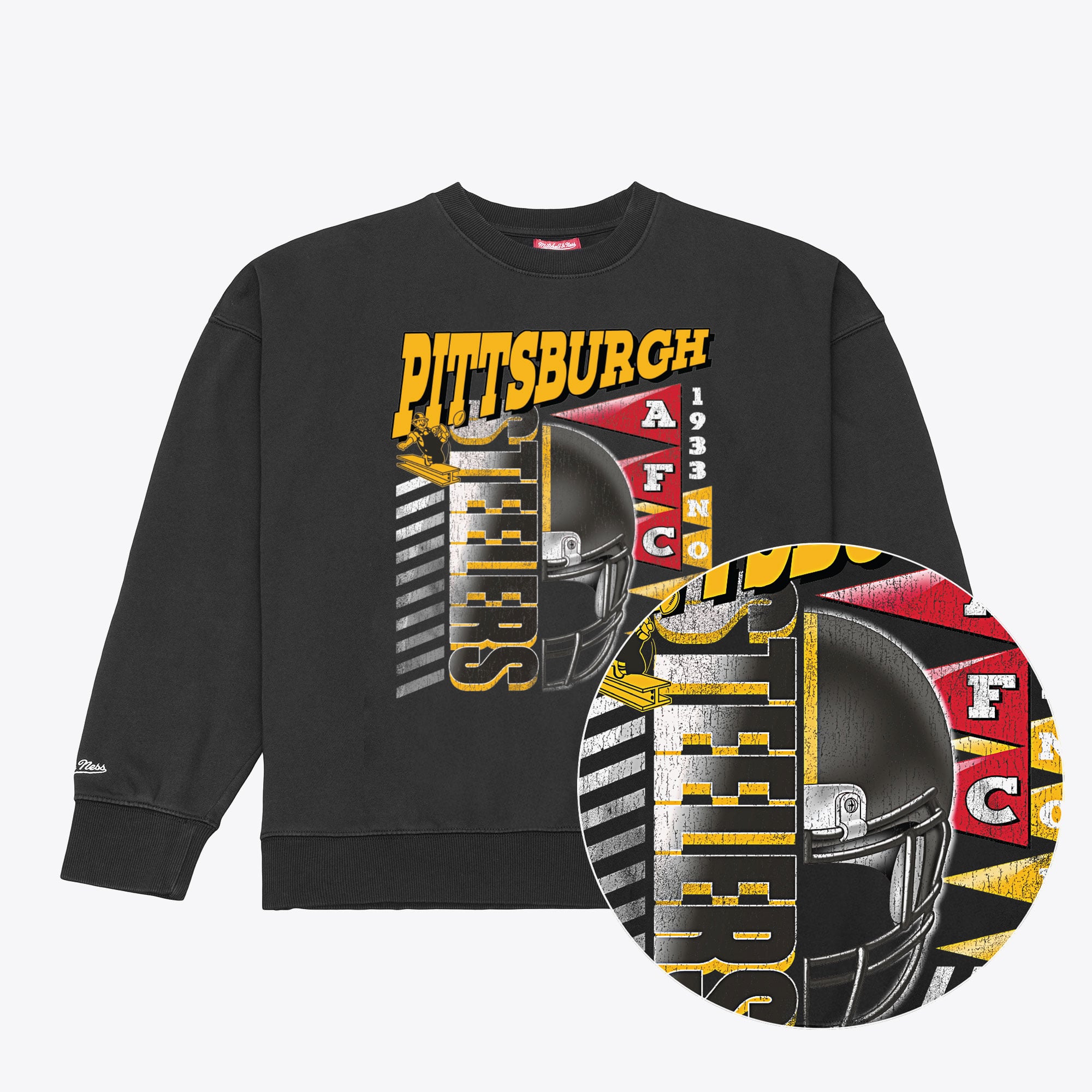 Women's Mitchell & Ness  Black Pittsburgh Steelers Street Graphic Crewneck Sweatshirt