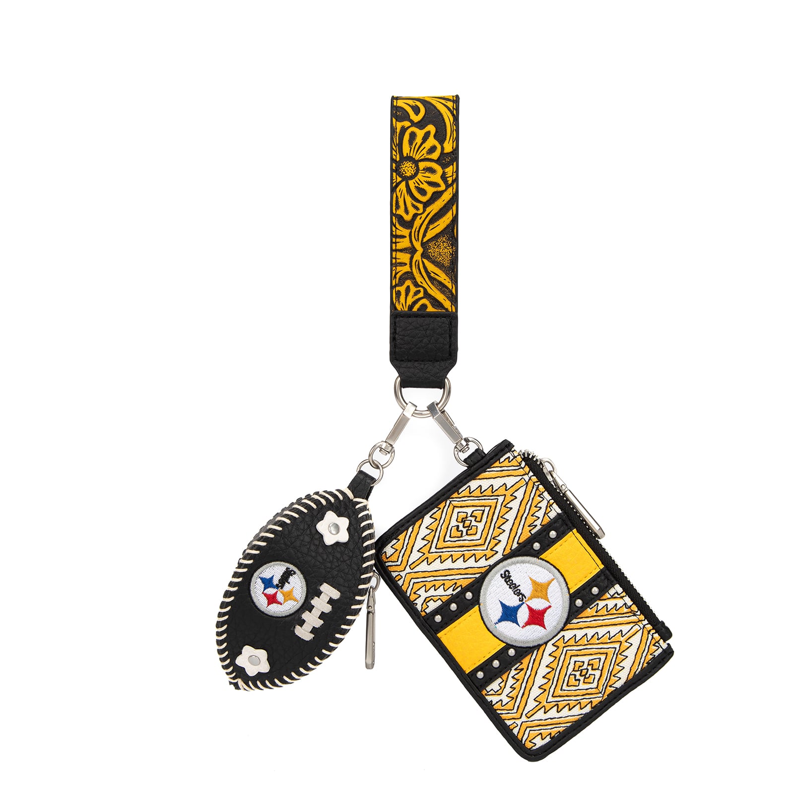 Portefeuille et bracelet porte-clés football américain Montana West Pittsburgh Steelers pour femme