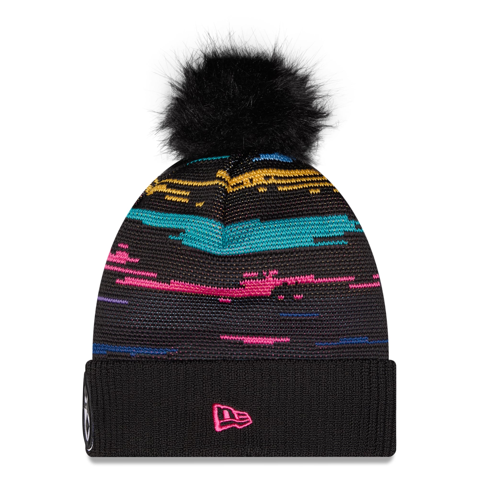 Women's New Era Black Pittsburgh Steelers 2026 NFL Crucial Catch Cuffed Knit Hat with Pom