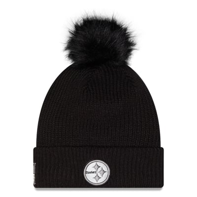Pittsburgh Steelers New Era Women's 2026 Salute To Service Cuffed Knit Hat with Pom - Black