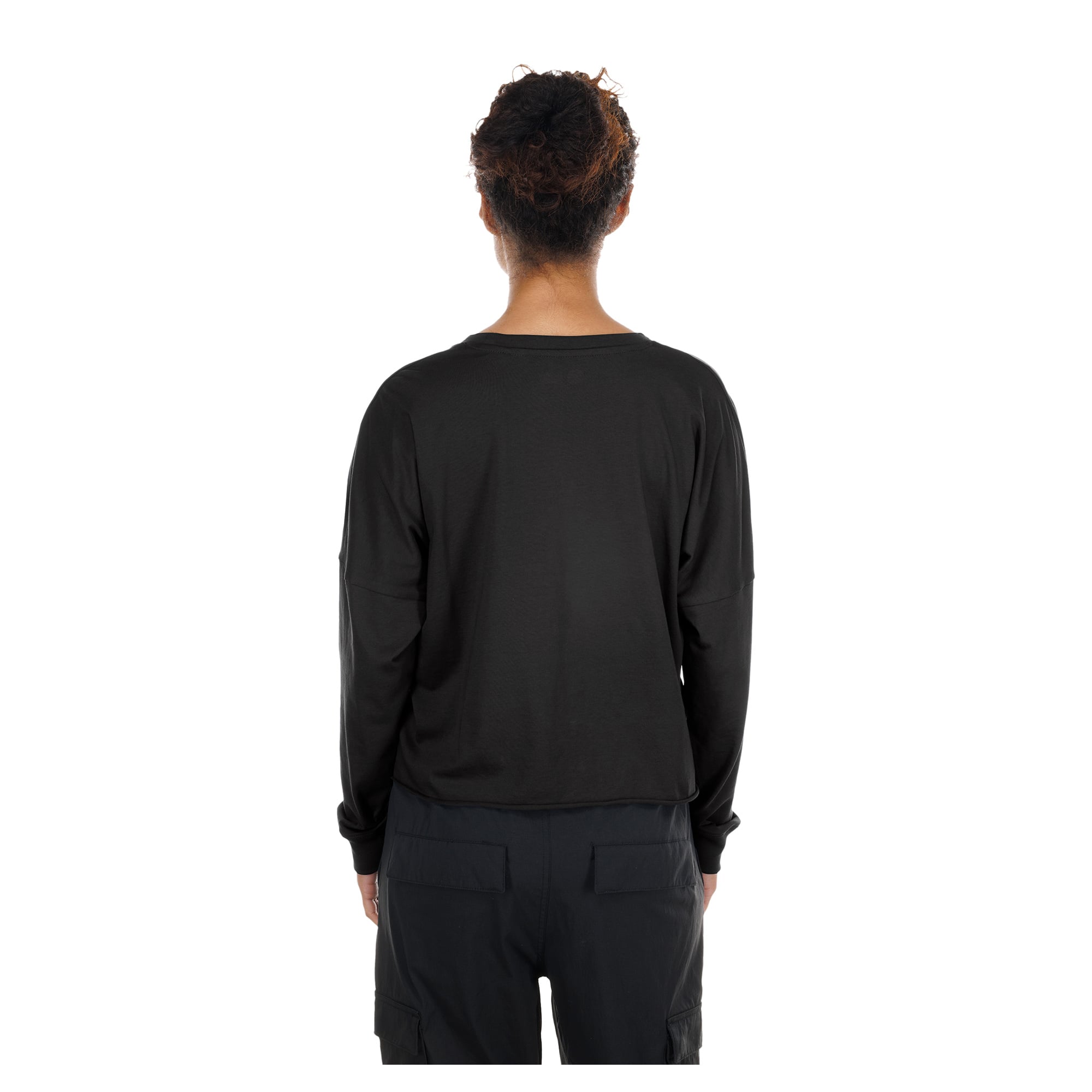 T-shirt court oversize à manches longues New Era pour femmes, Pittsburgh Steelers, noir.