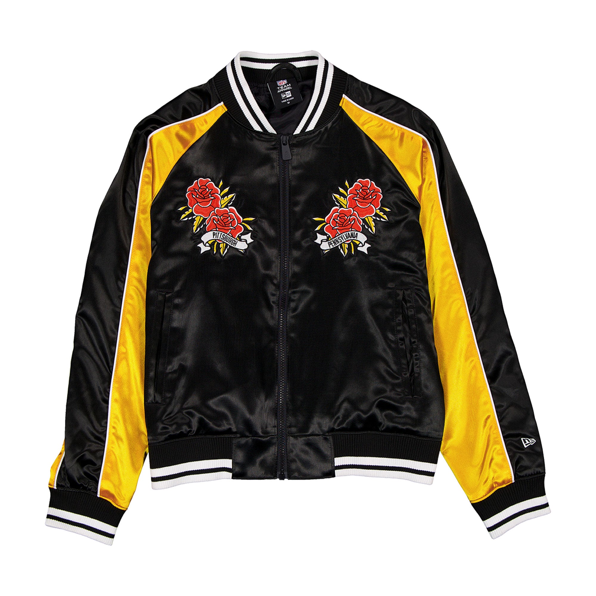 Veste en satin New Era noire Pittsburgh Steelers Lifestyle pour femme