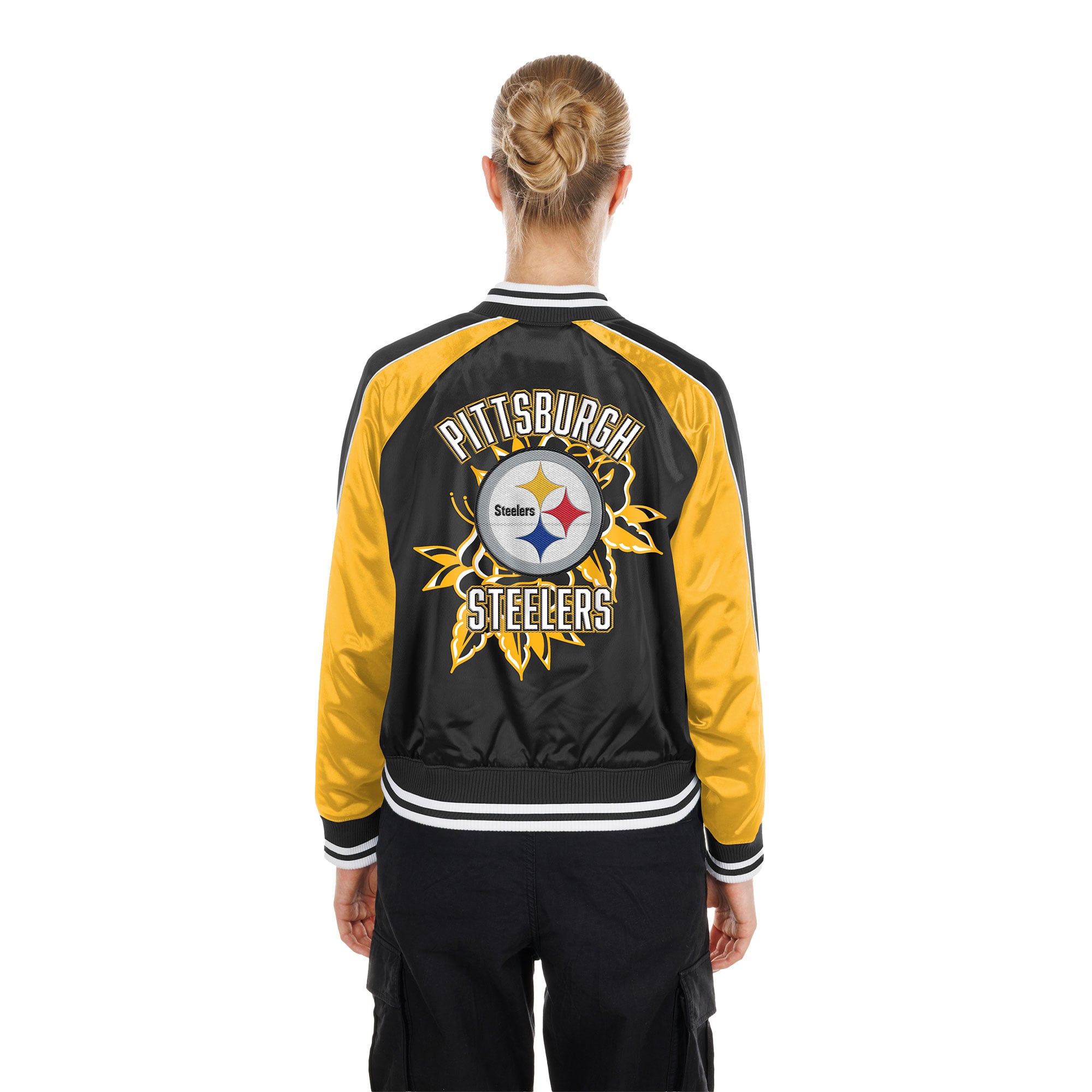 Veste en satin New Era noire Pittsburgh Steelers Lifestyle pour femme