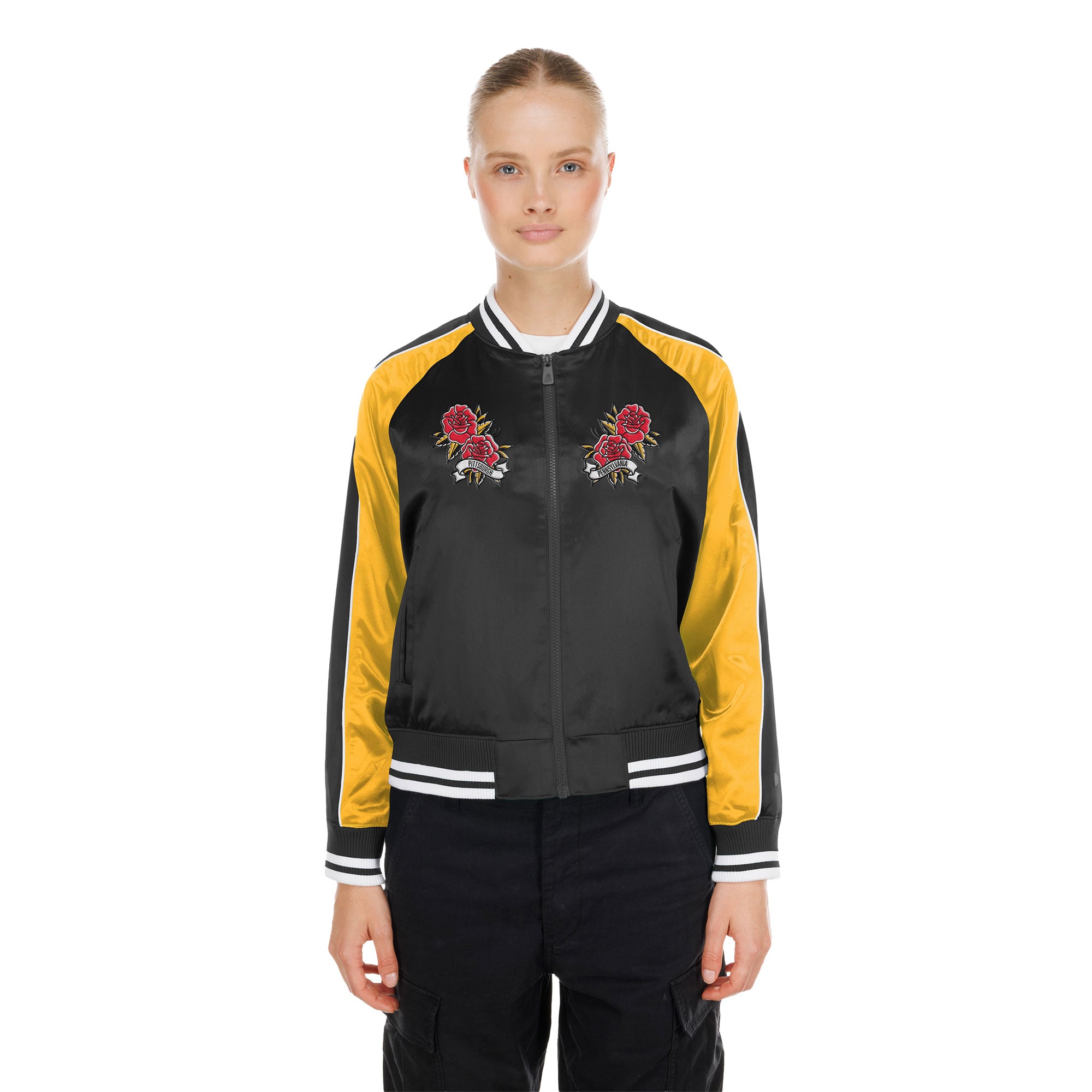 Veste en satin New Era noire Pittsburgh Steelers Lifestyle pour femme