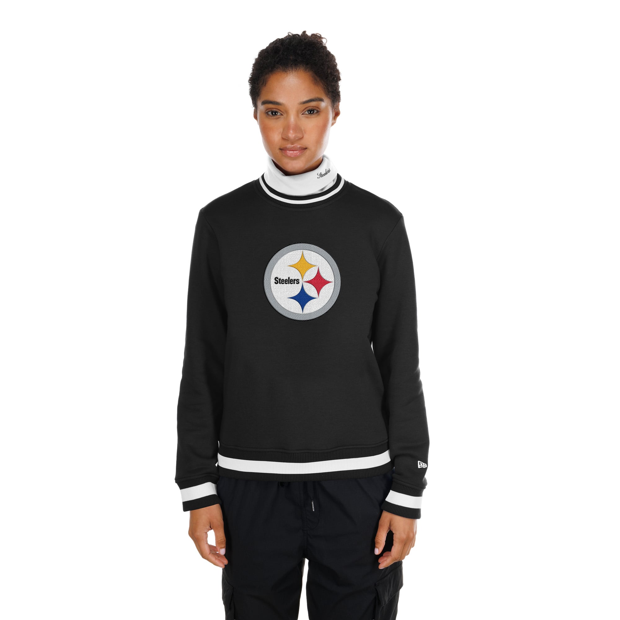 Pull à col roulé New Era noir Pittsburgh Steelers Sport Classics pour femme