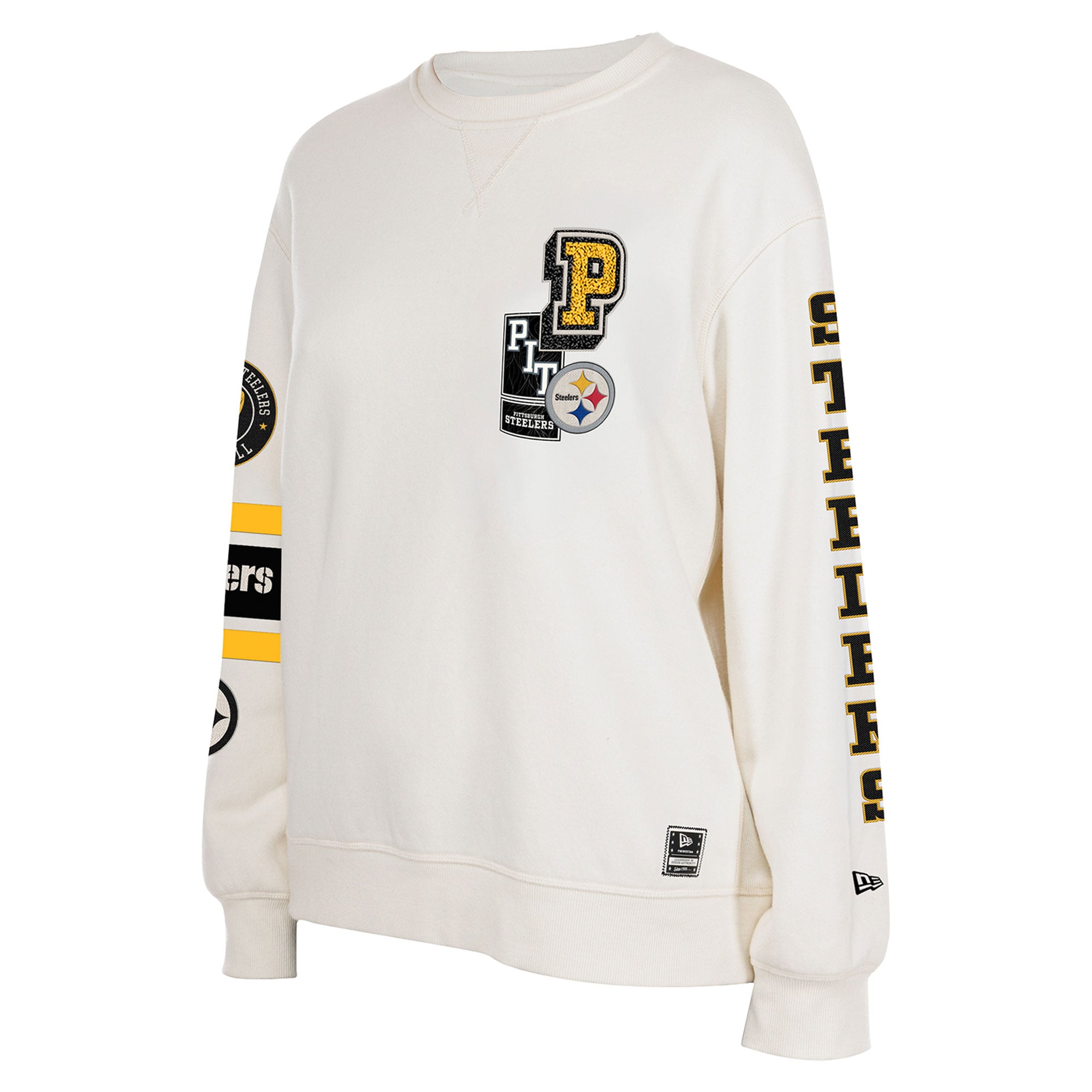 Sweat-shirt ras du cou New Era crème Pittsburgh Steelers pour femme