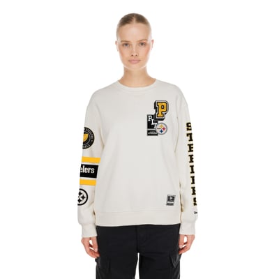  Pittsburgh Steelers New Era Women's Academic Crewneck Sweatshirt - Cream