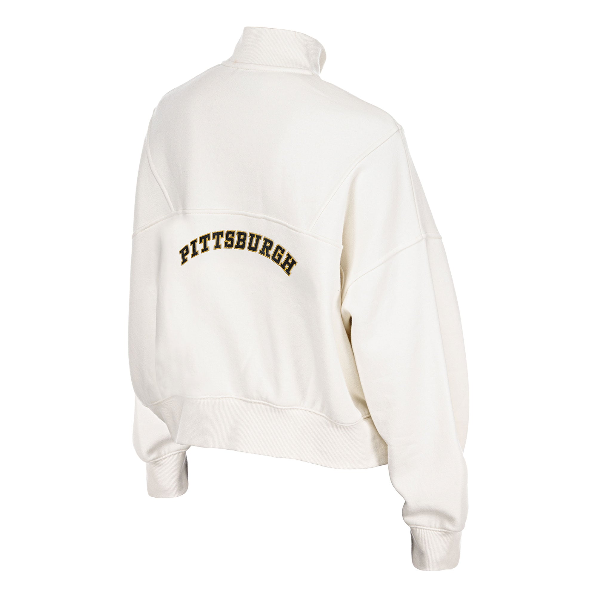 Pull à col zippé New Era crème Pittsburgh Steelers Academic pour femme