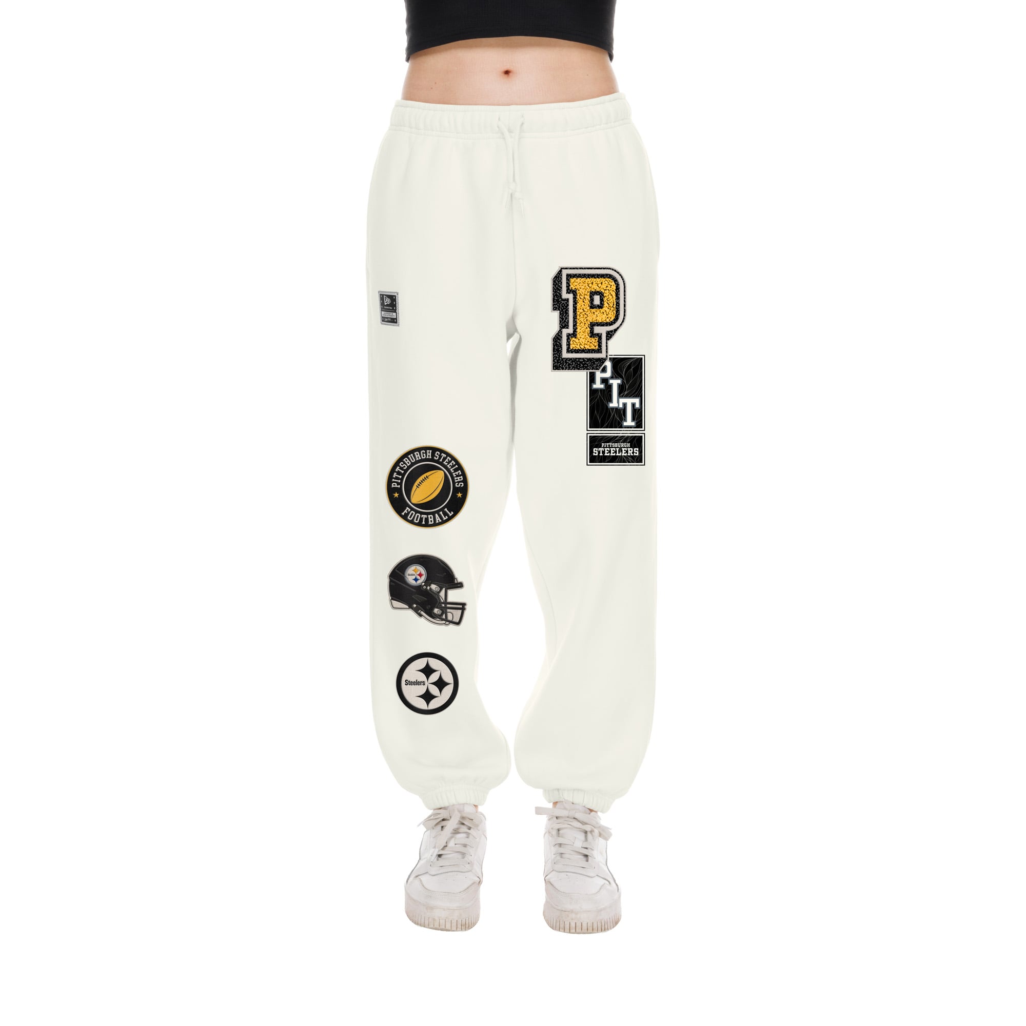 Pantalon de survêtement New Era crème Pittsburgh Steelers pour femmes
