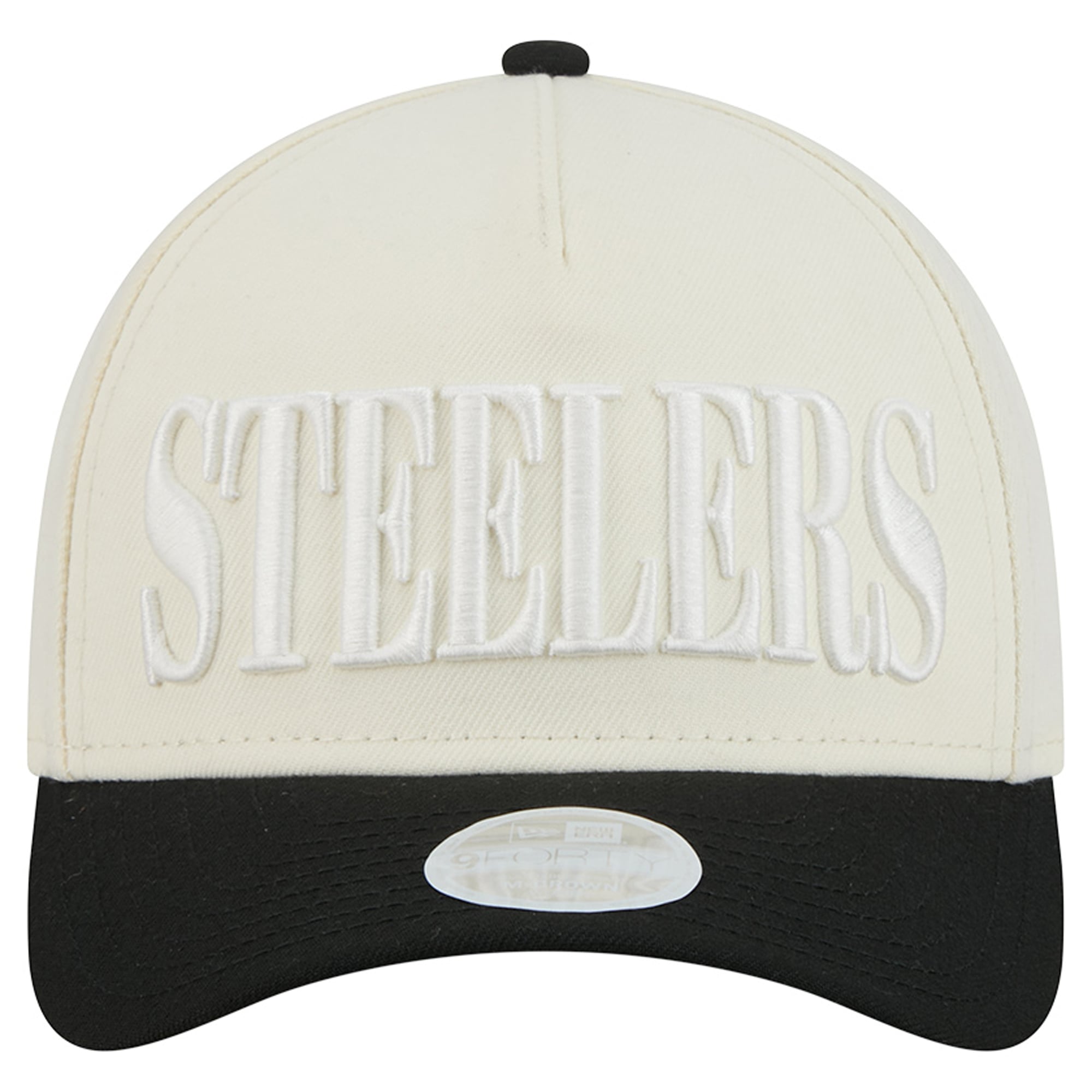 Women's New Era Cream/Black Pittsburgh Steelers Tonal A-Frame 9FORTY Adjustable Hat