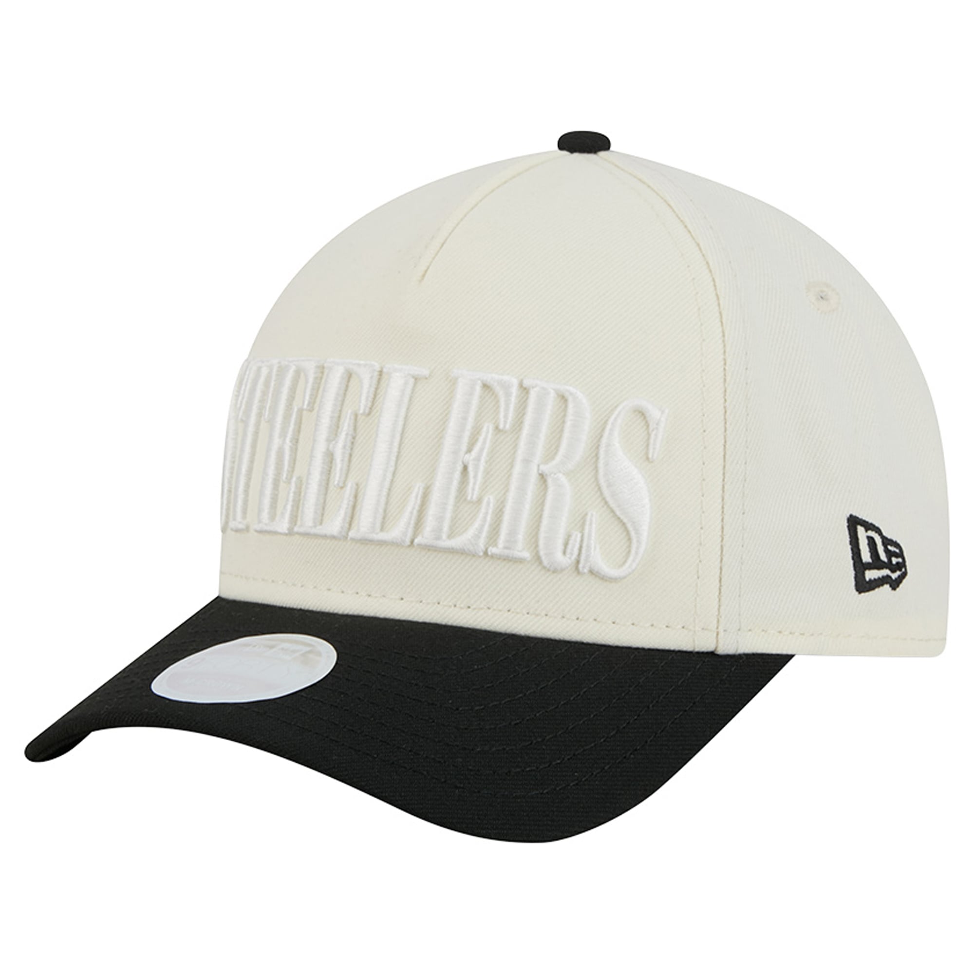 Women's New Era Cream/Black Pittsburgh Steelers Tonal A-Frame 9FORTY Adjustable Hat