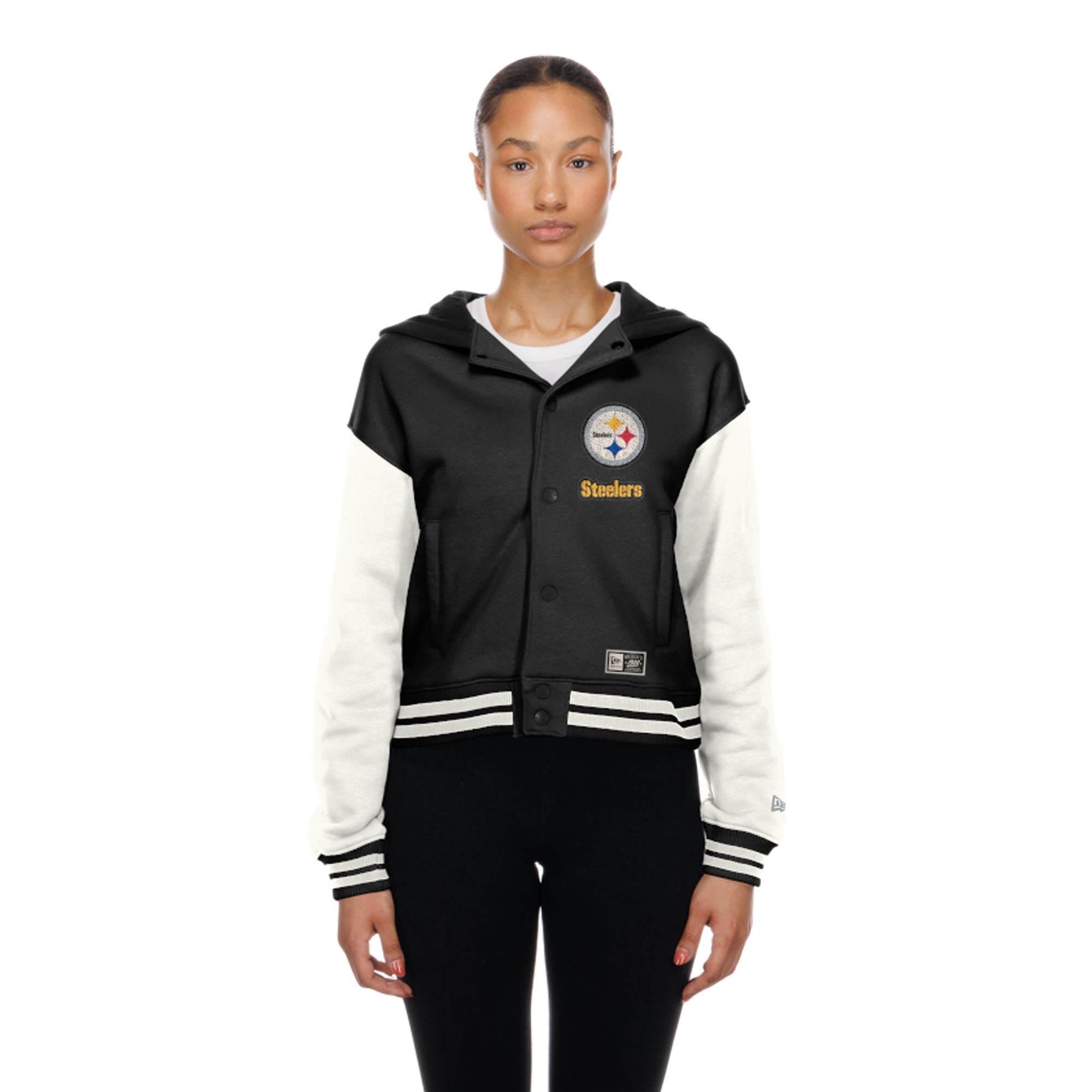 Women's New Era Pittsburgh Steelers Black Throwback Full-Snap Hooded Jacket