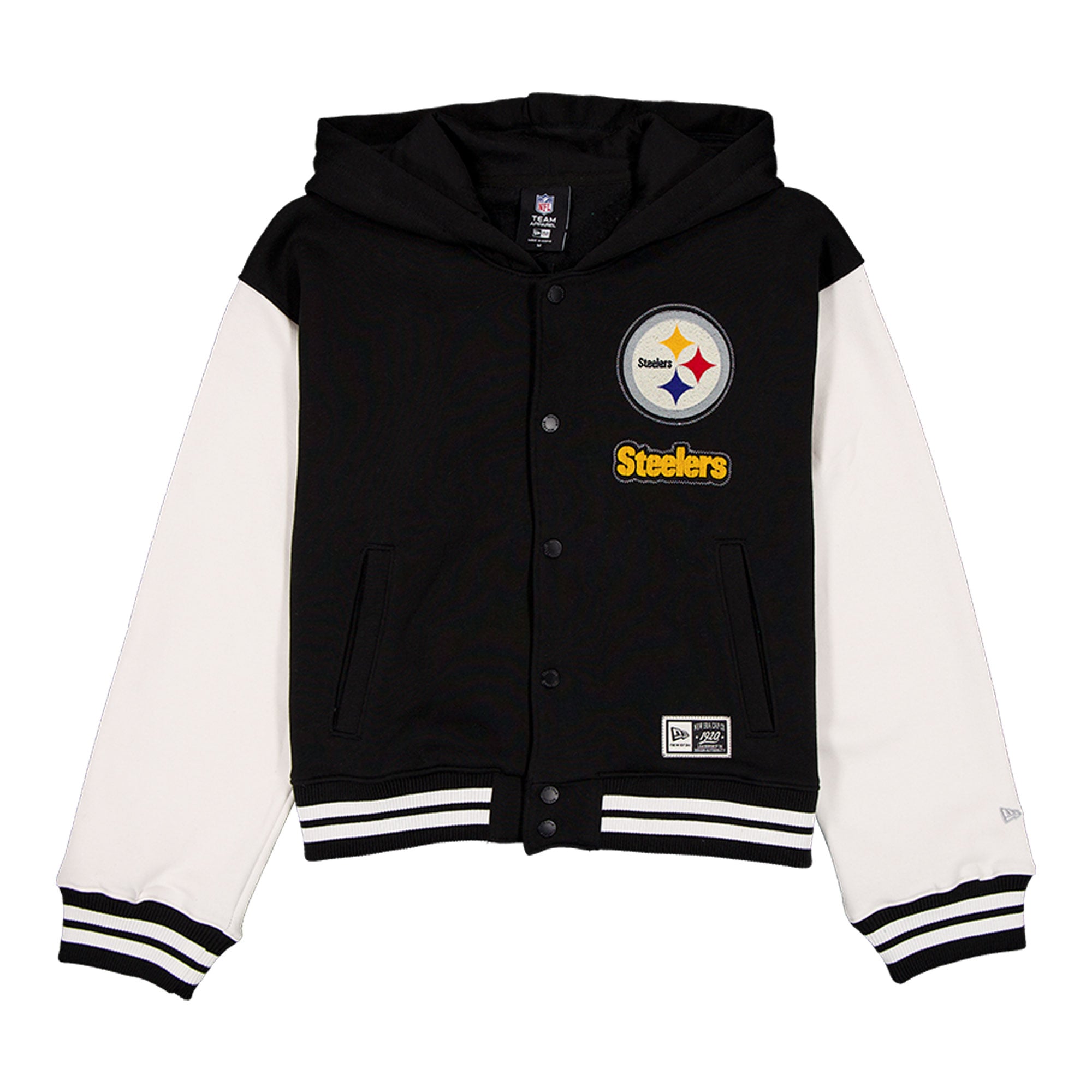 Women's New Era Pittsburgh Steelers Black Throwback Full-Snap Hooded Jacket