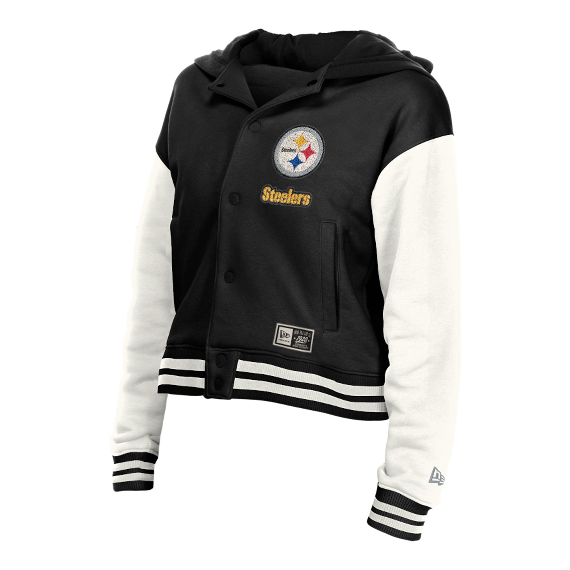 Women's New Era Pittsburgh Steelers Black Throwback Full-Snap Hooded Jacket