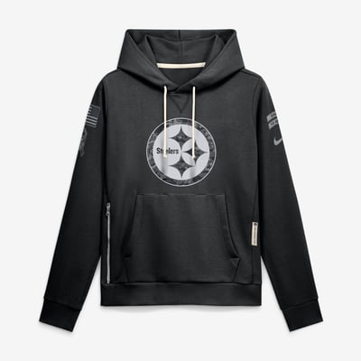  Pittsburgh Steelers Nike Women's 2026 Salute to Service Sideline Dri-FIT Pullover Hoodie - Black