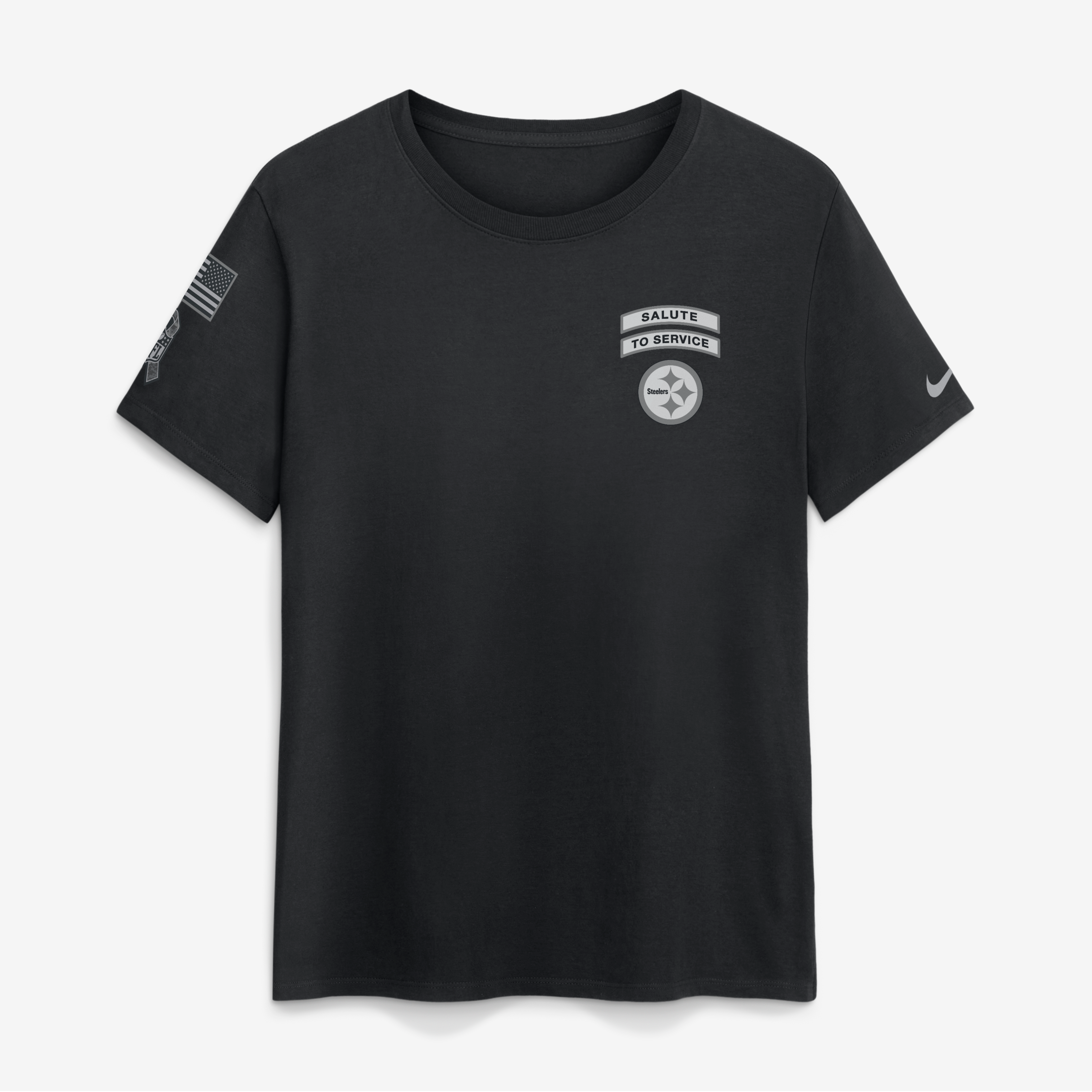 T-shirt Nike noir Pittsburgh Steelers 2026 Salute to Service pour femmes