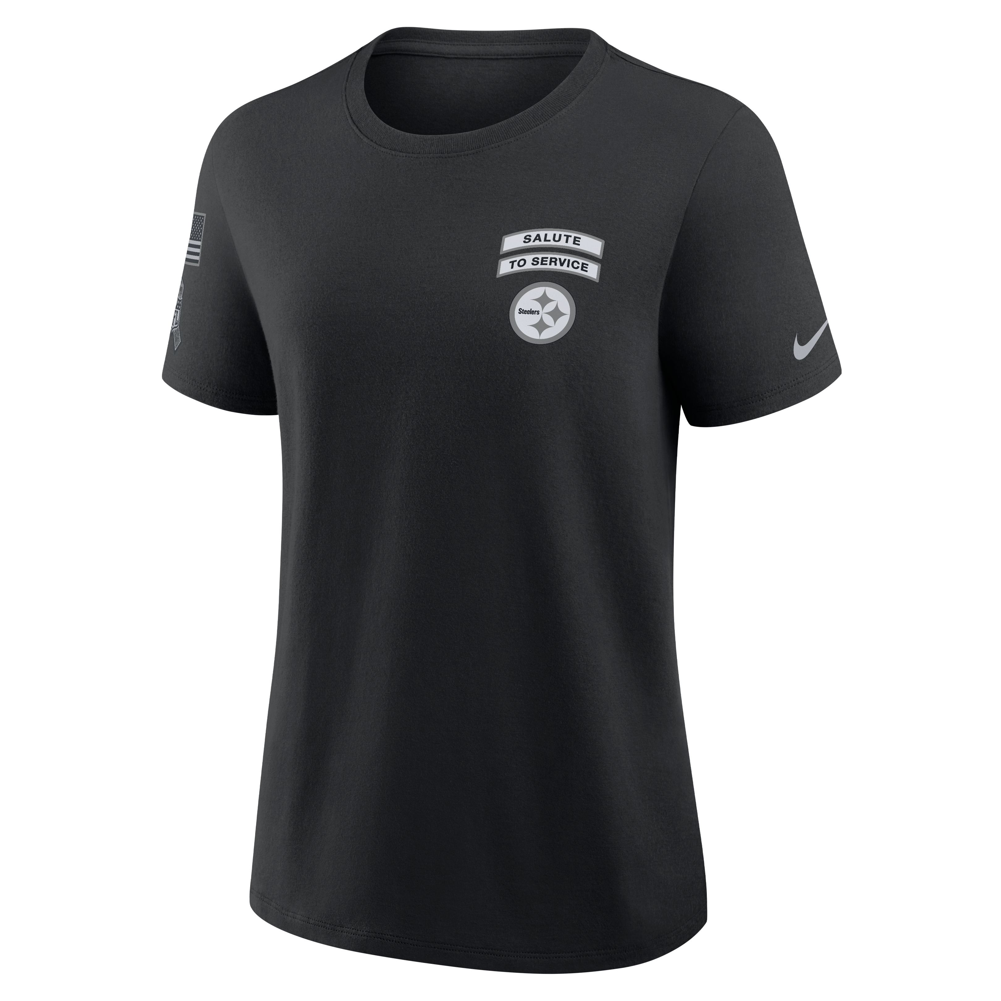 T-shirt Nike noir Pittsburgh Steelers 2026 Salute to Service pour femmes