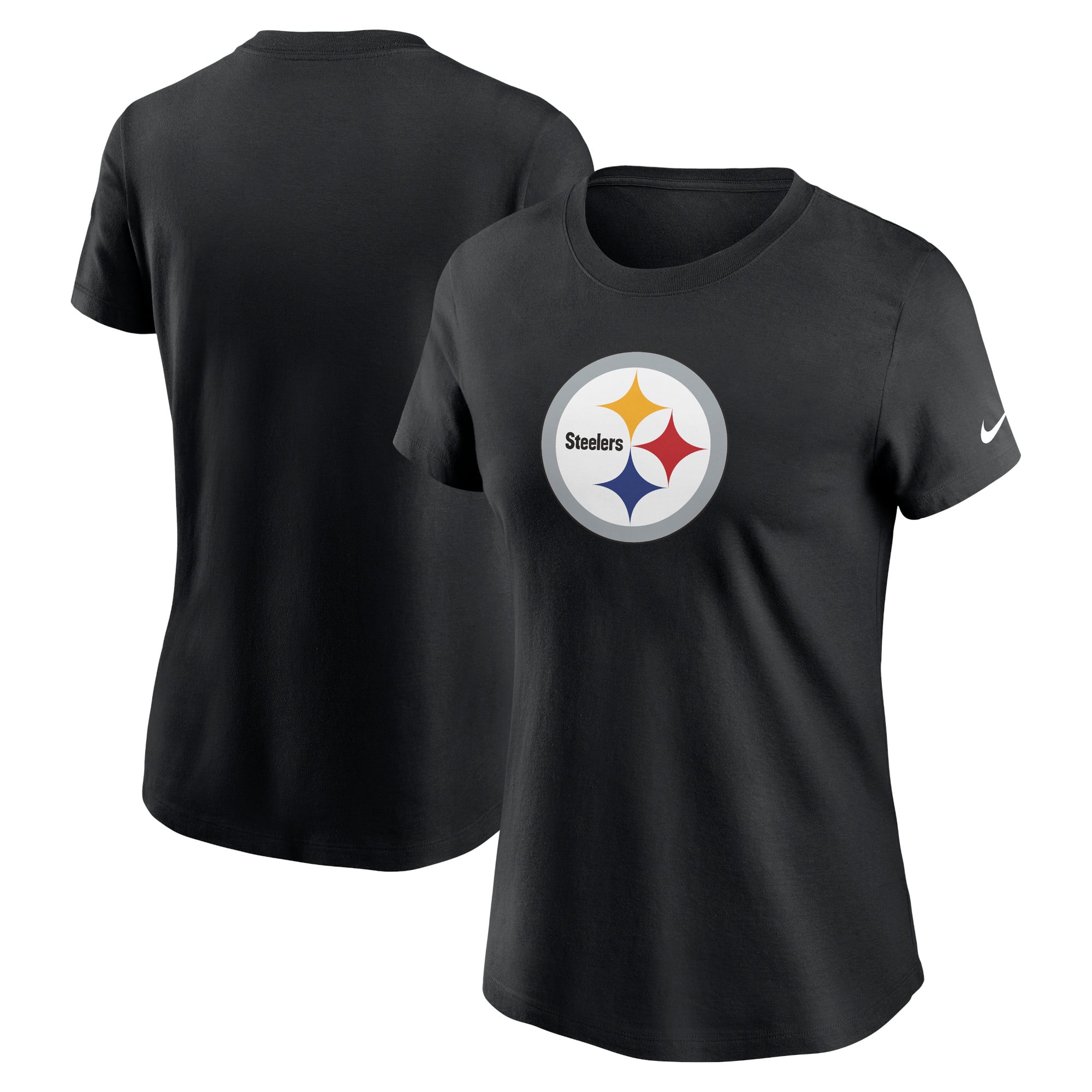 T-shirt Nike noir avec logo principal des Pittsburgh Steelers pour femme