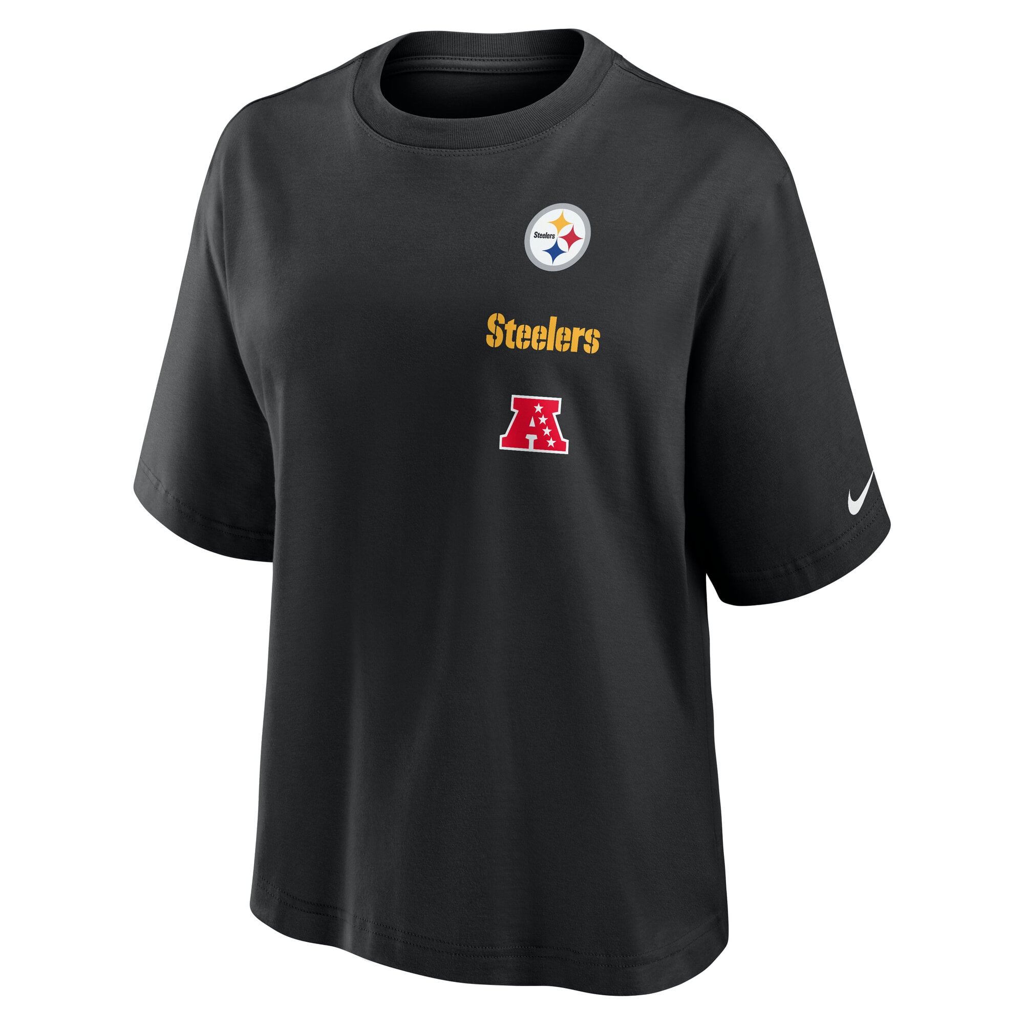 Women's Nike Black Pittsburgh Steelers Primetime Premium Essential Loose Fit Boxy T-Shirt
