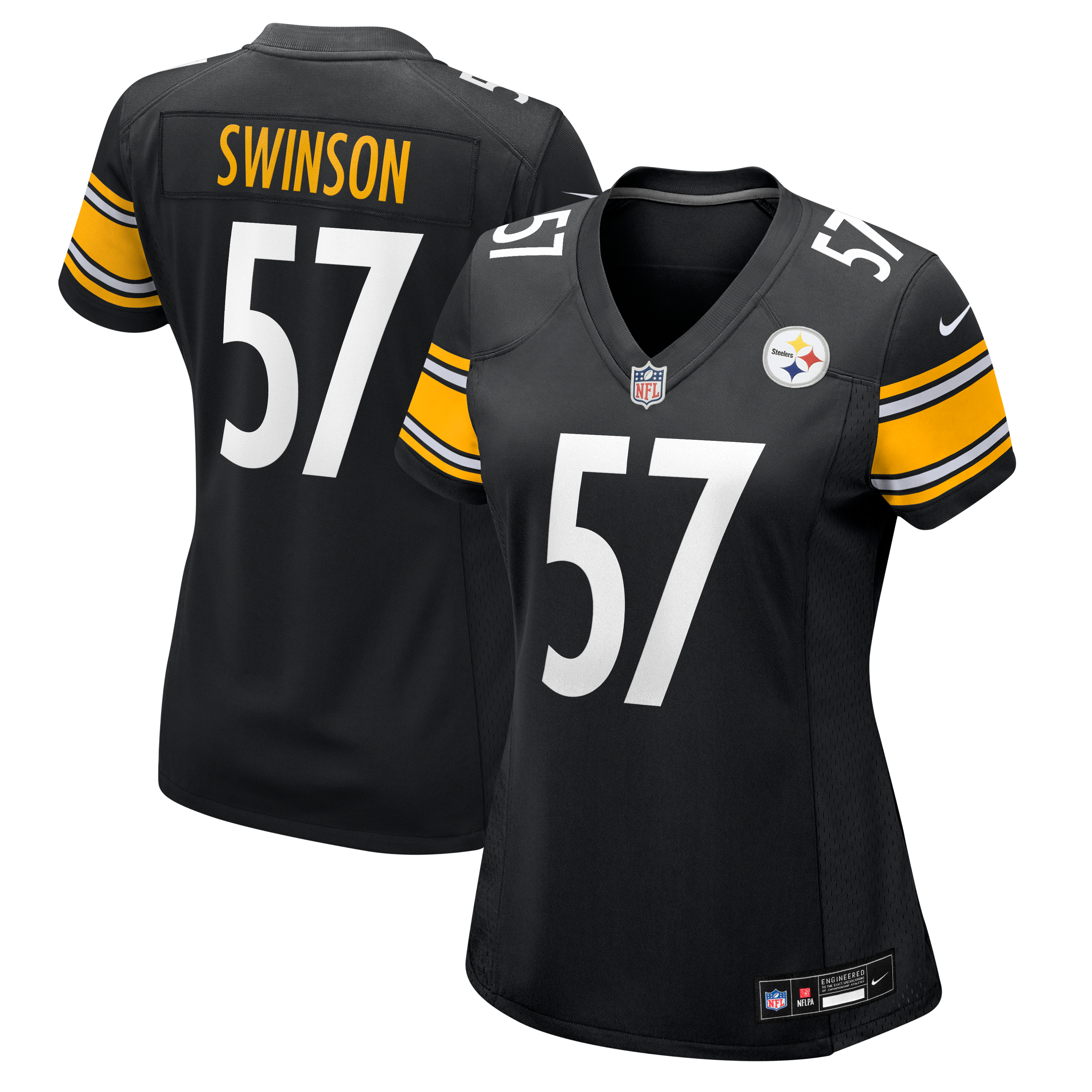Maillot de match Nike Bradyn Swinson noir des Steelers Pittsburgh pour femmes