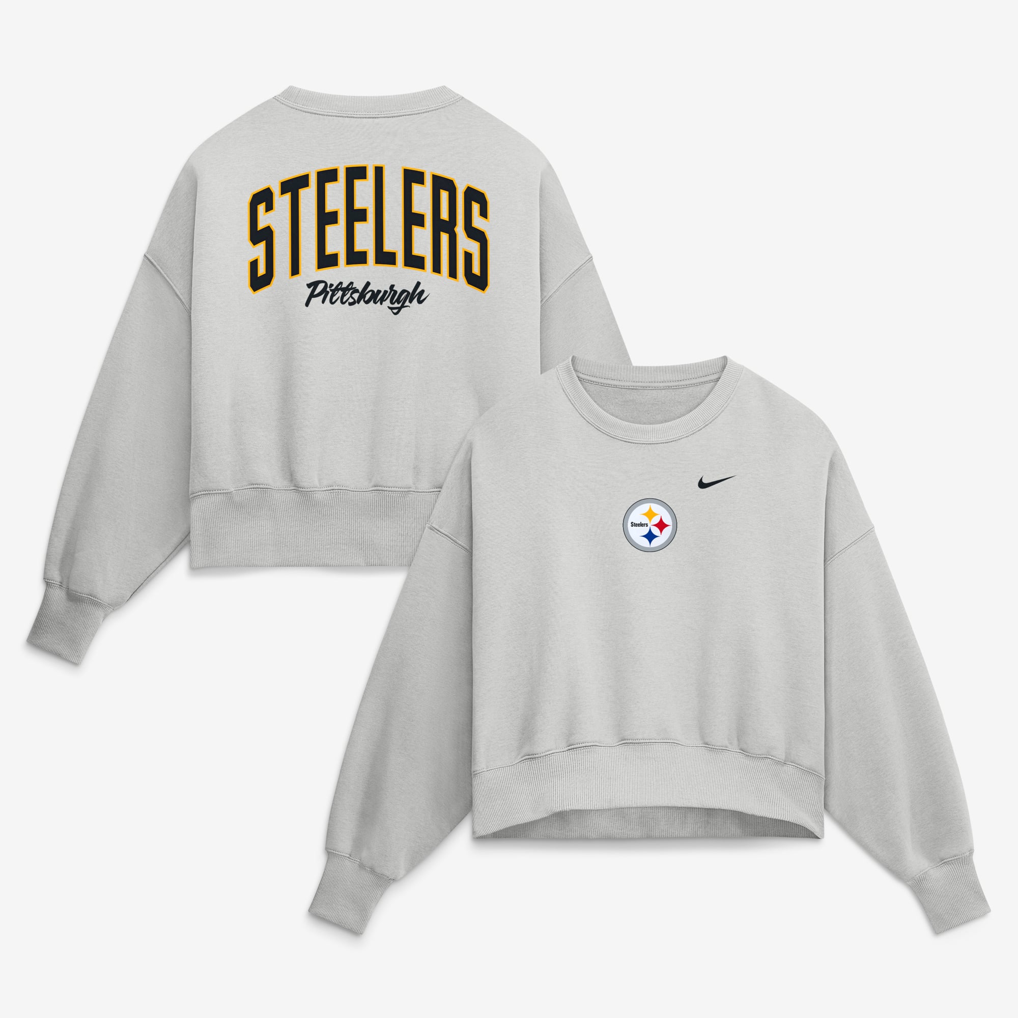 Sweat-shirt polaire surdimensionné Nike gris Pittsburgh Steelers Primetime Phoenix pour femme