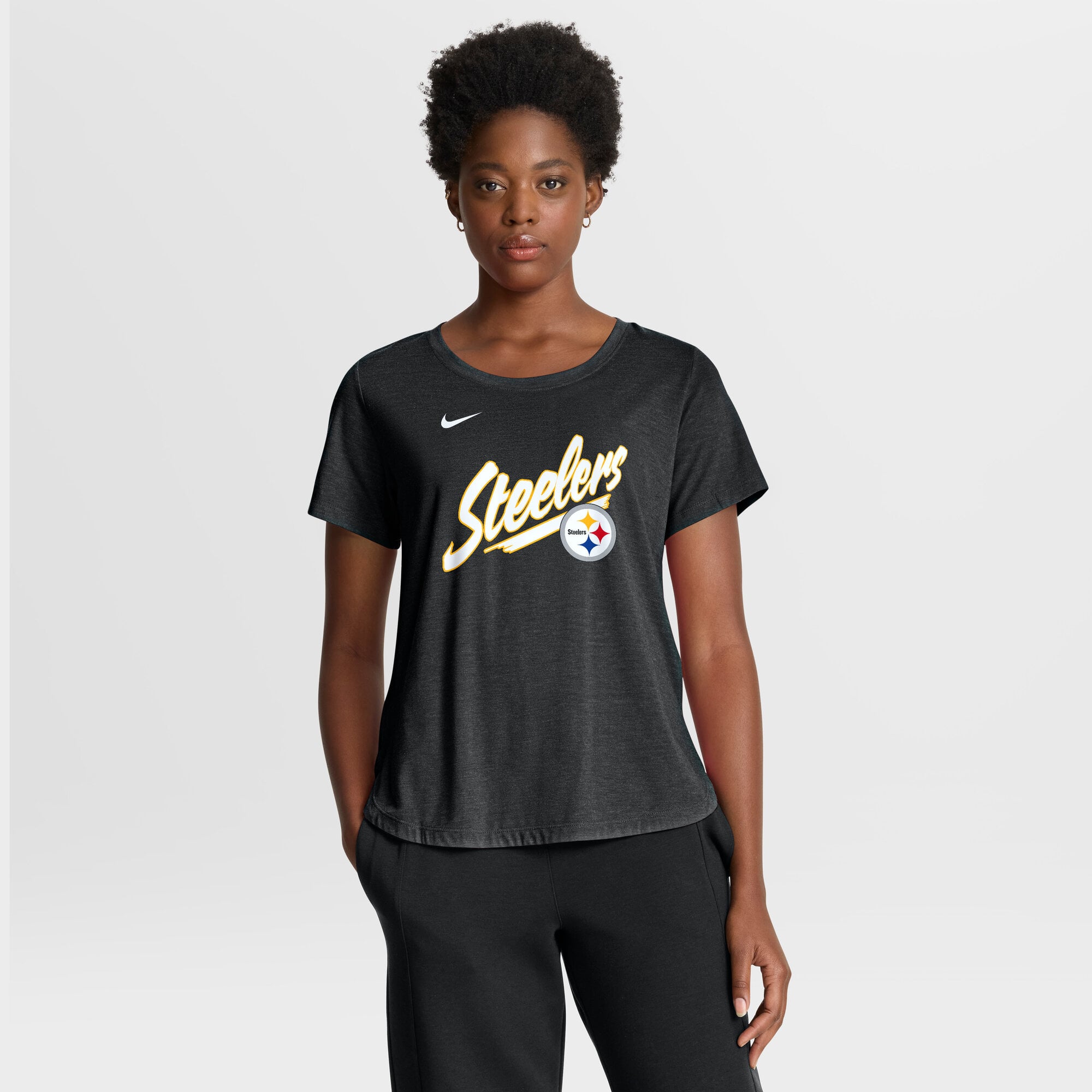 Women's Nike Heather Black Pittsburgh Steelers Lockup Tri-Blend T-Shirt