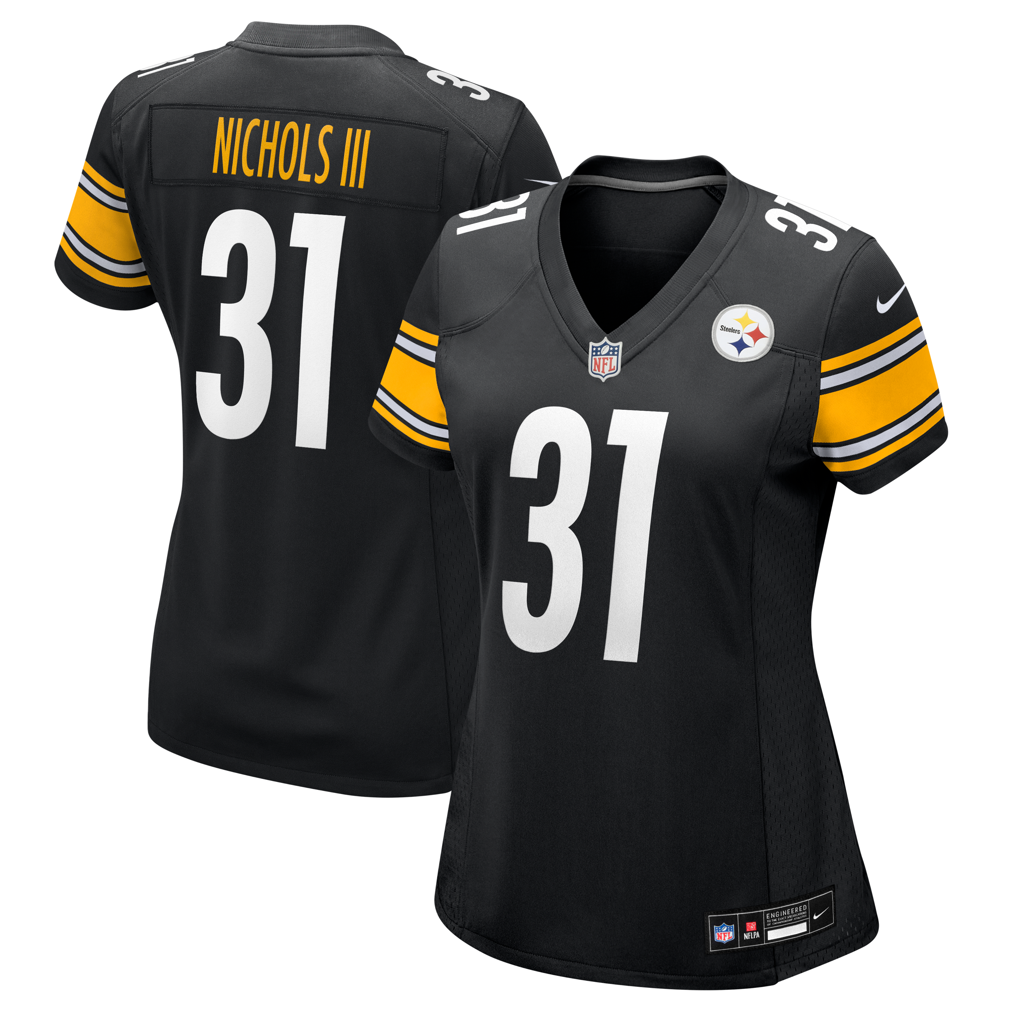 Women's Nike Lew Nichols III Black Pittsburgh Steelers Team Game Jersey