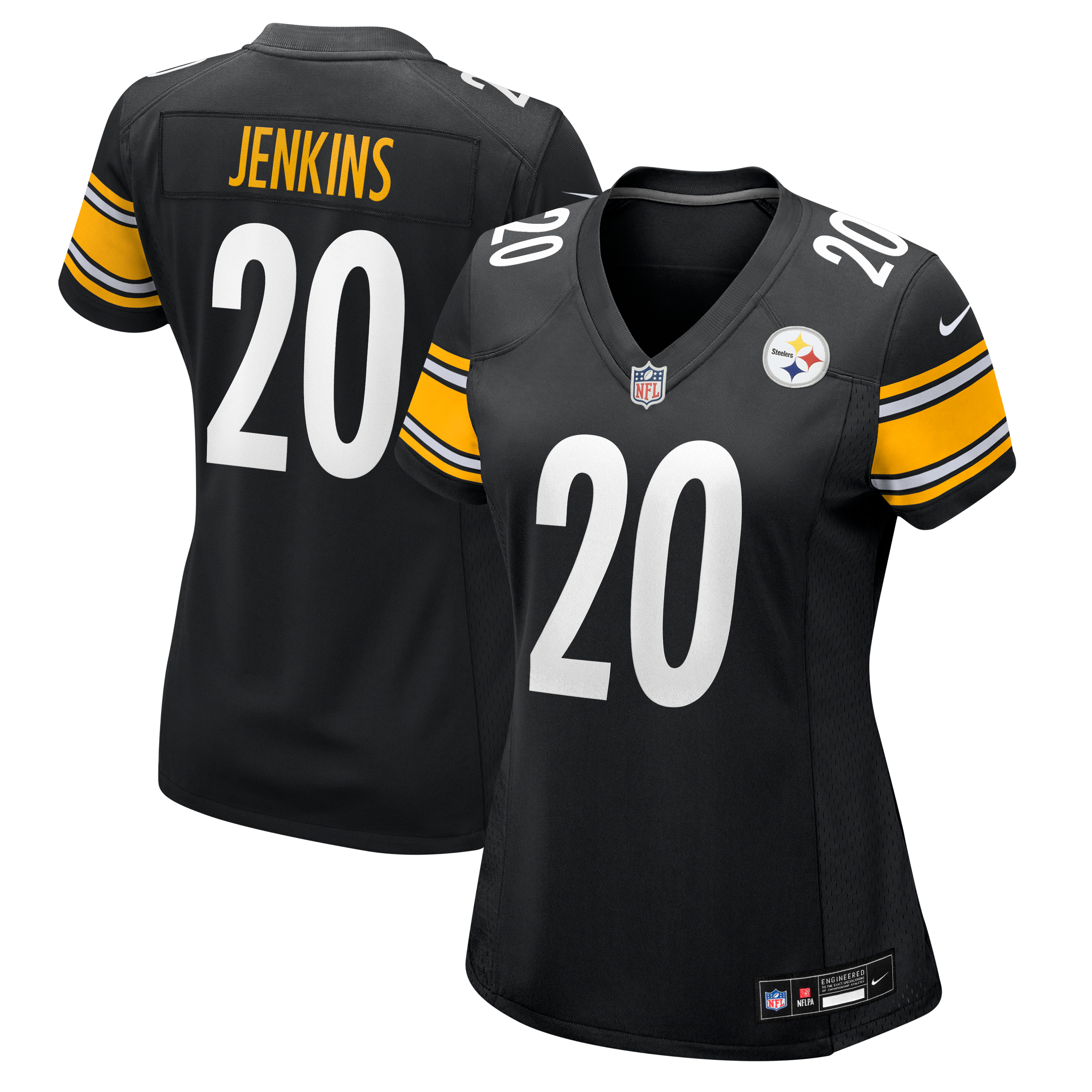 Maillot de match Nike Rayshawn Jenkins noir pour femme, Pittsburgh Steelers