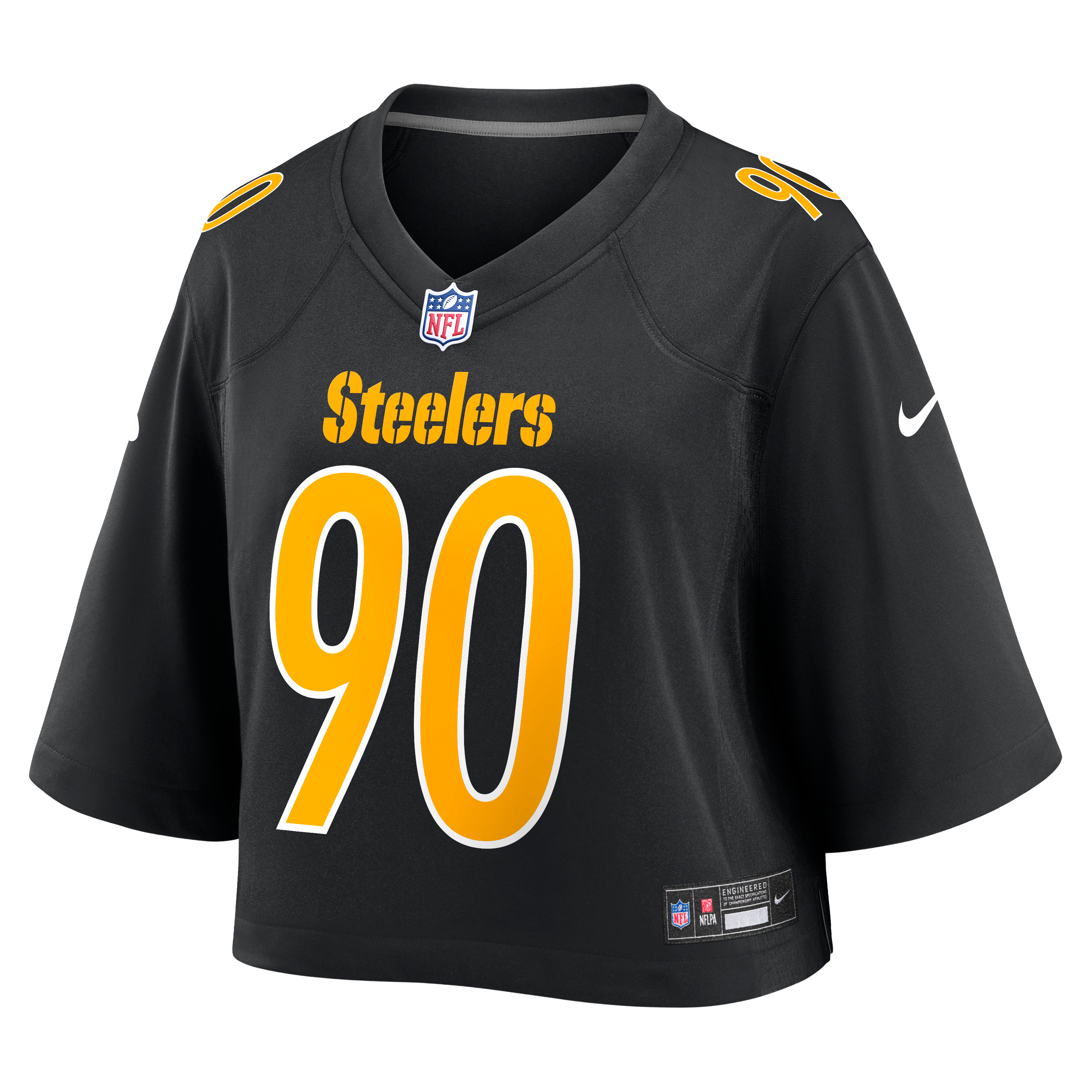 Maillot de match court Nike T.J. Watt noir Pittsburgh Steelers pour femme