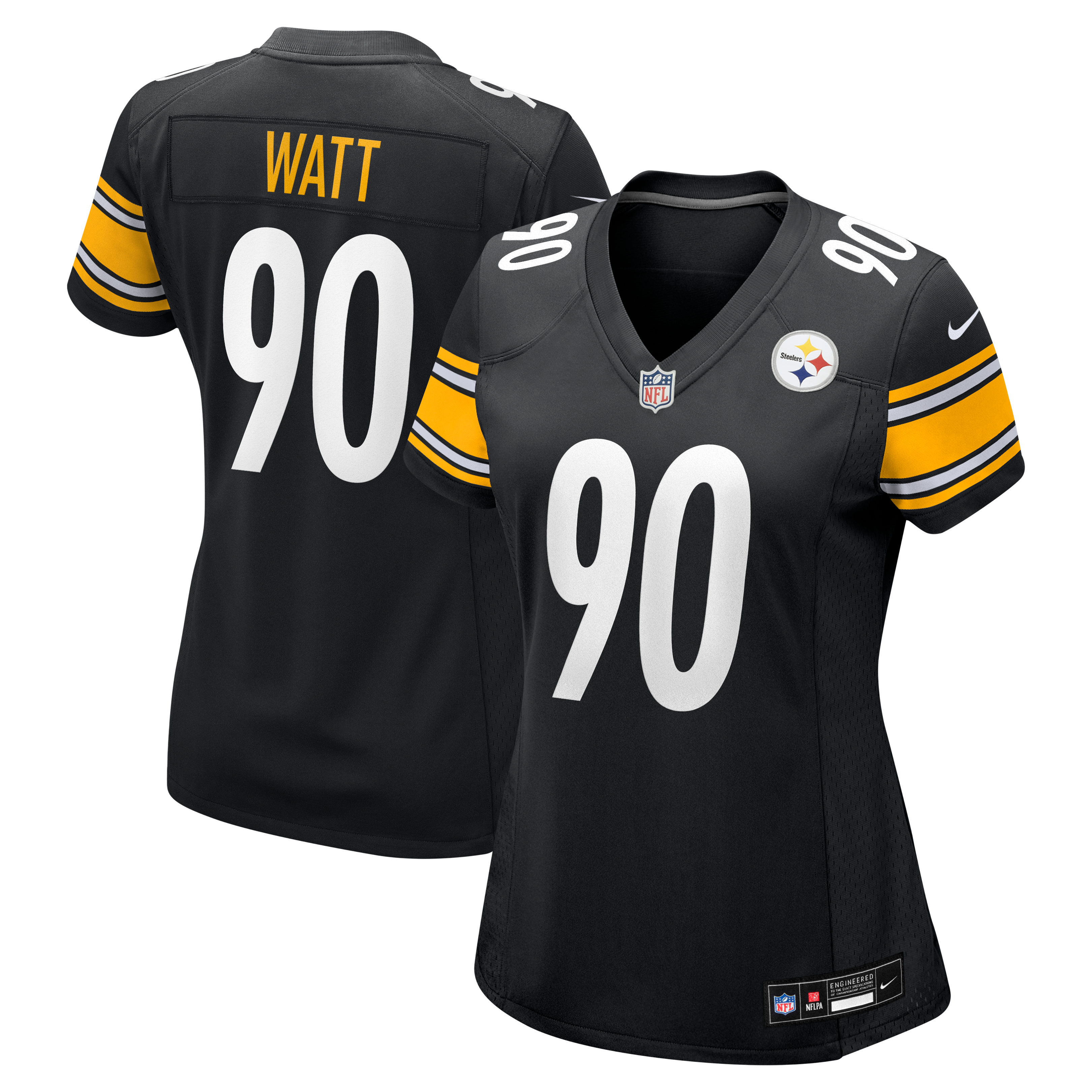 Maillot Nike T.J. Watt doré pour femme, modèle alternatif des Steelers de Pittsburgh, édition 1933