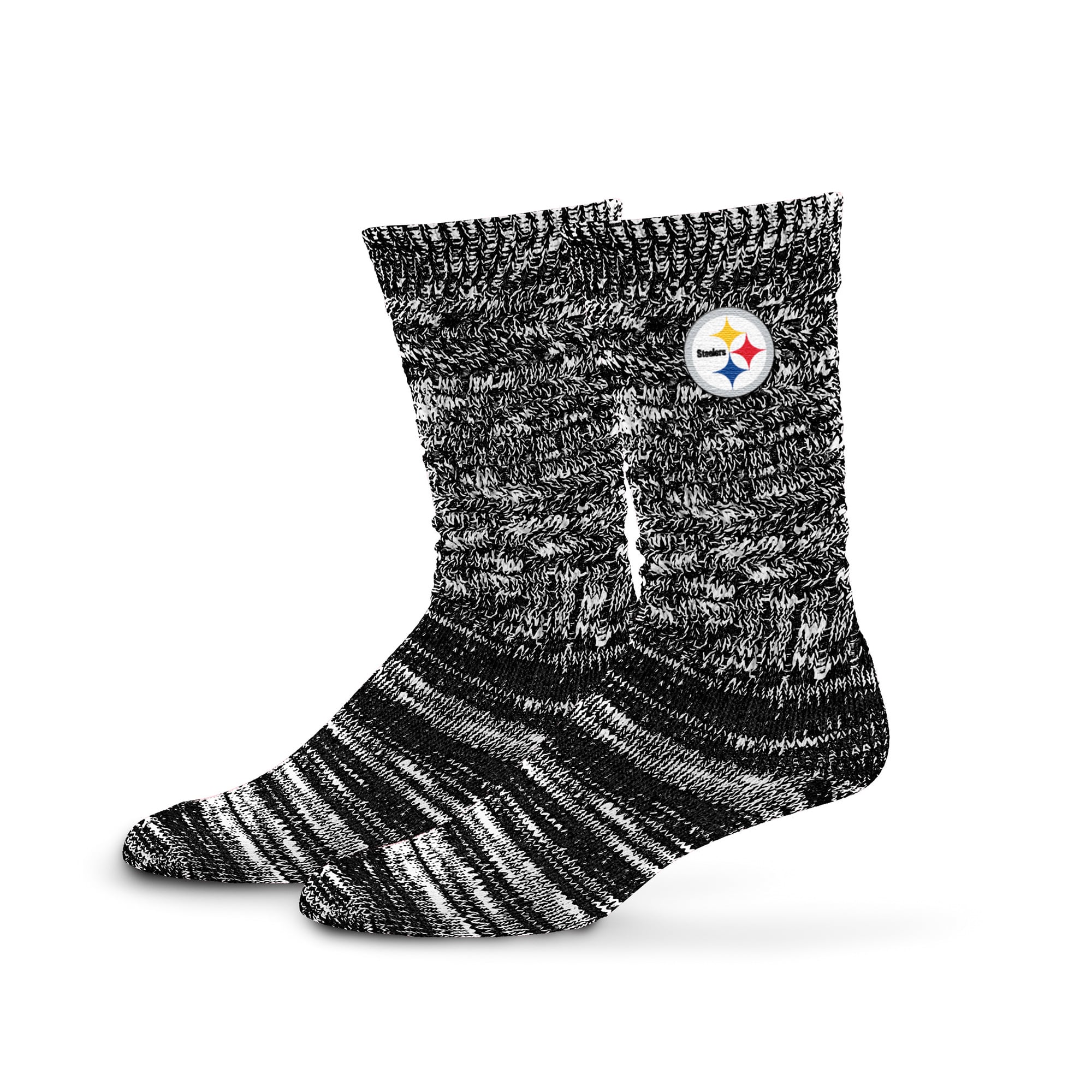 Chaussettes boyfriend noires à compression PRO pour femmes, style Pittsburgh Steelers, style slouchy slub texturé.