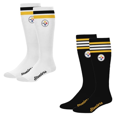 Pittsburgh Steelers PRO Compression Women's Varsity Stripe Knee-High Compression Socks Two Pack