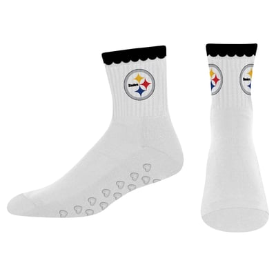  Pittsburgh Steelers PRO Compression Women's Heartshape Grippers Yoga-Pilates Quarter Socks - White