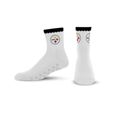  Pittsburgh Steelers PRO Compression Women's Heartshape Grippers Yoga-Pilates Quarter Socks - White