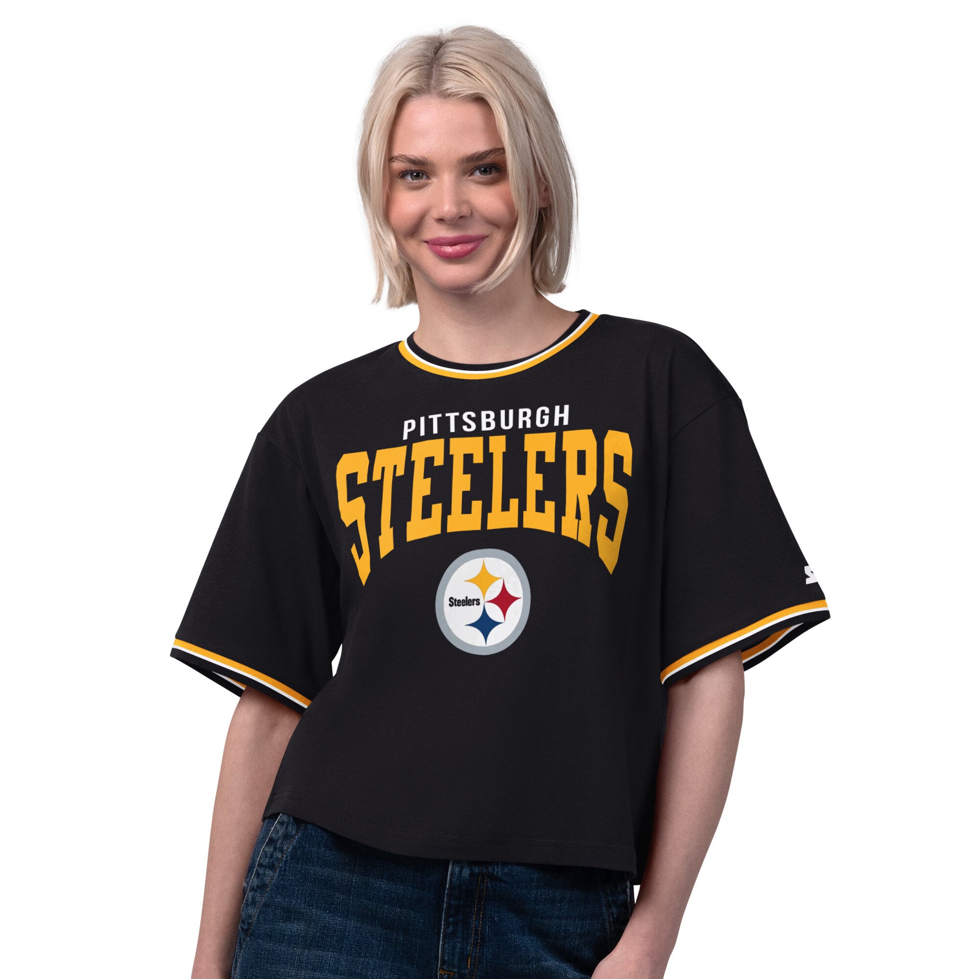 T-shirt court Starter noir pour femmes, Pittsburgh Steelers Ace