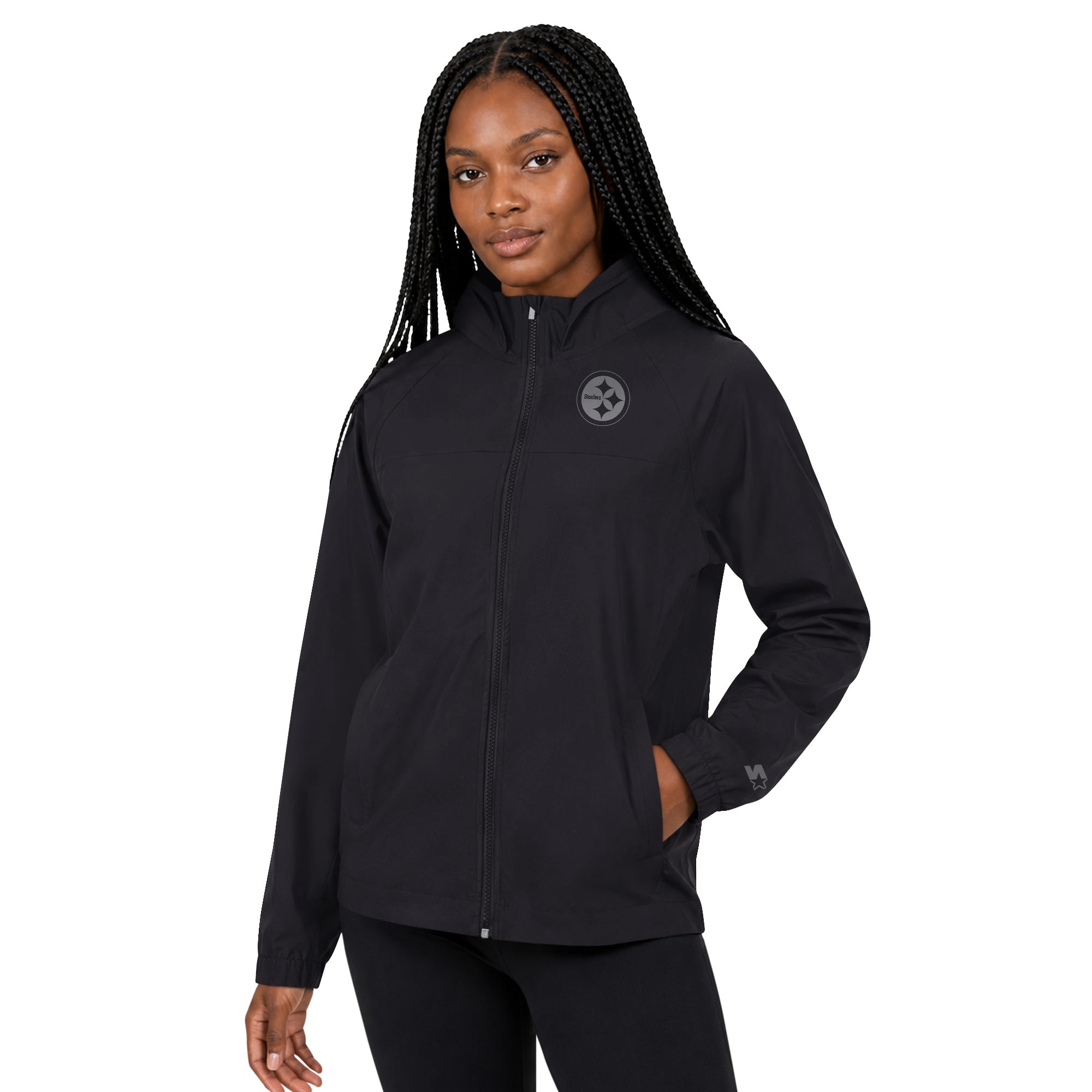 Veste raglan légère à fermeture éclair intégrale Starter noire Pittsburgh Steelers pour femme