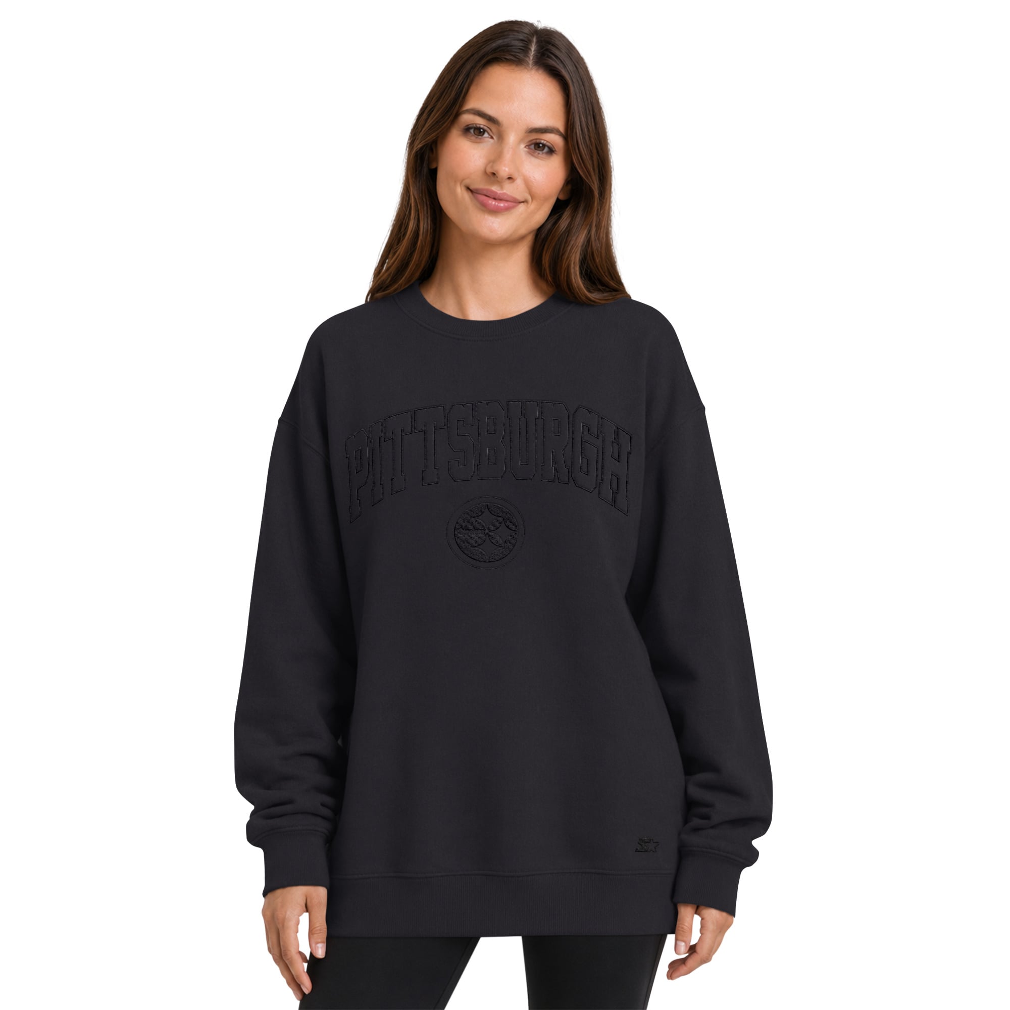 Sweat-shirt oversize en polaire Starter noir Pittsburgh Steelers pour femme