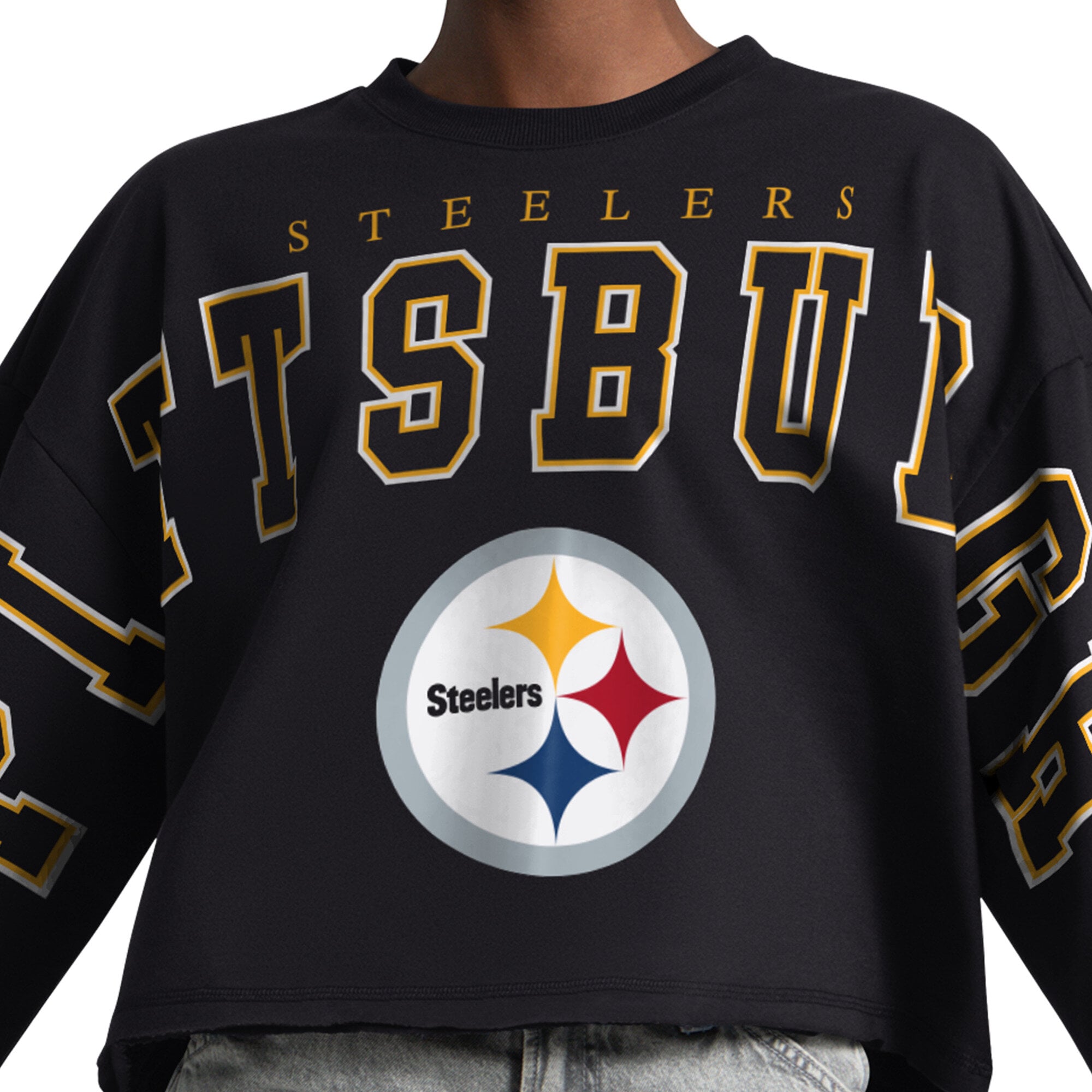 Sweat-shirt court Starter noir Pittsburgh Steelers pour femmes