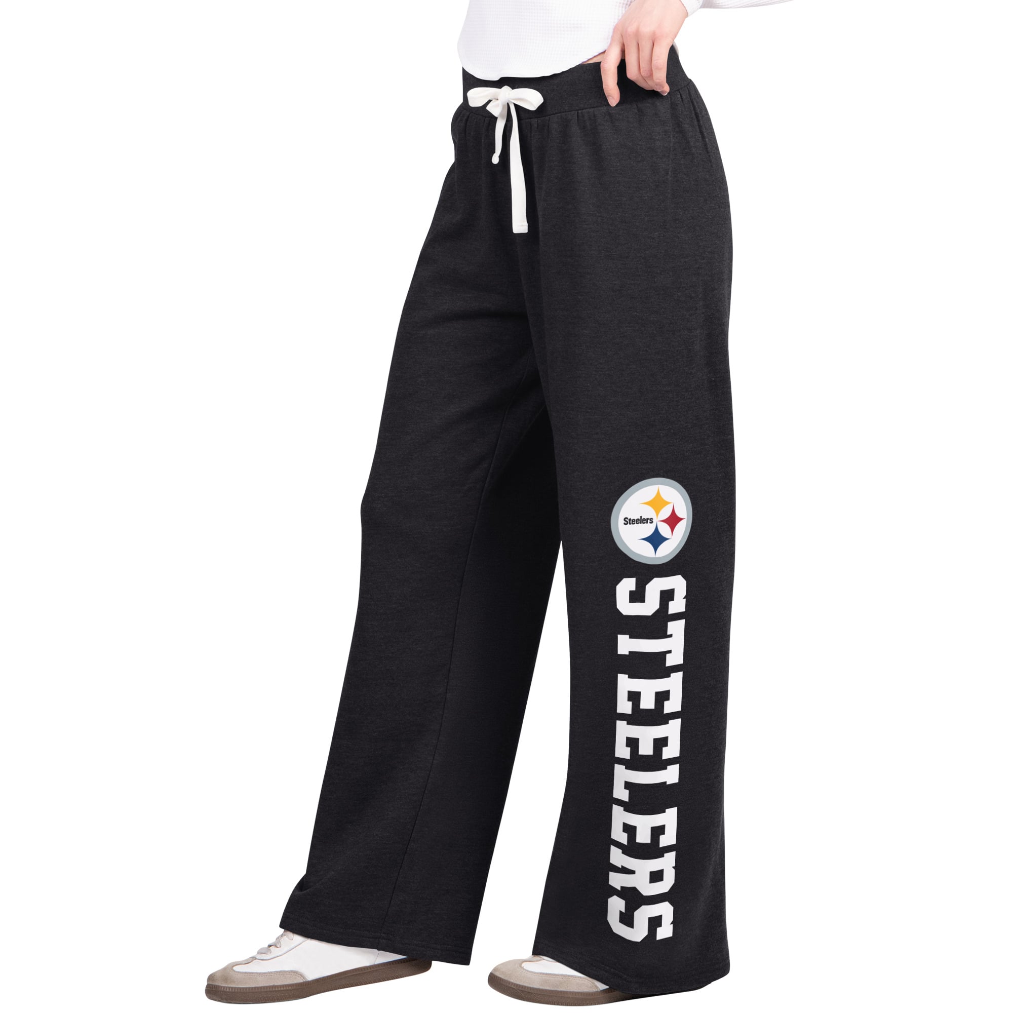 Pantalon de survêtement large noir Pittsburgh Steelers Field pour femme (Starter)